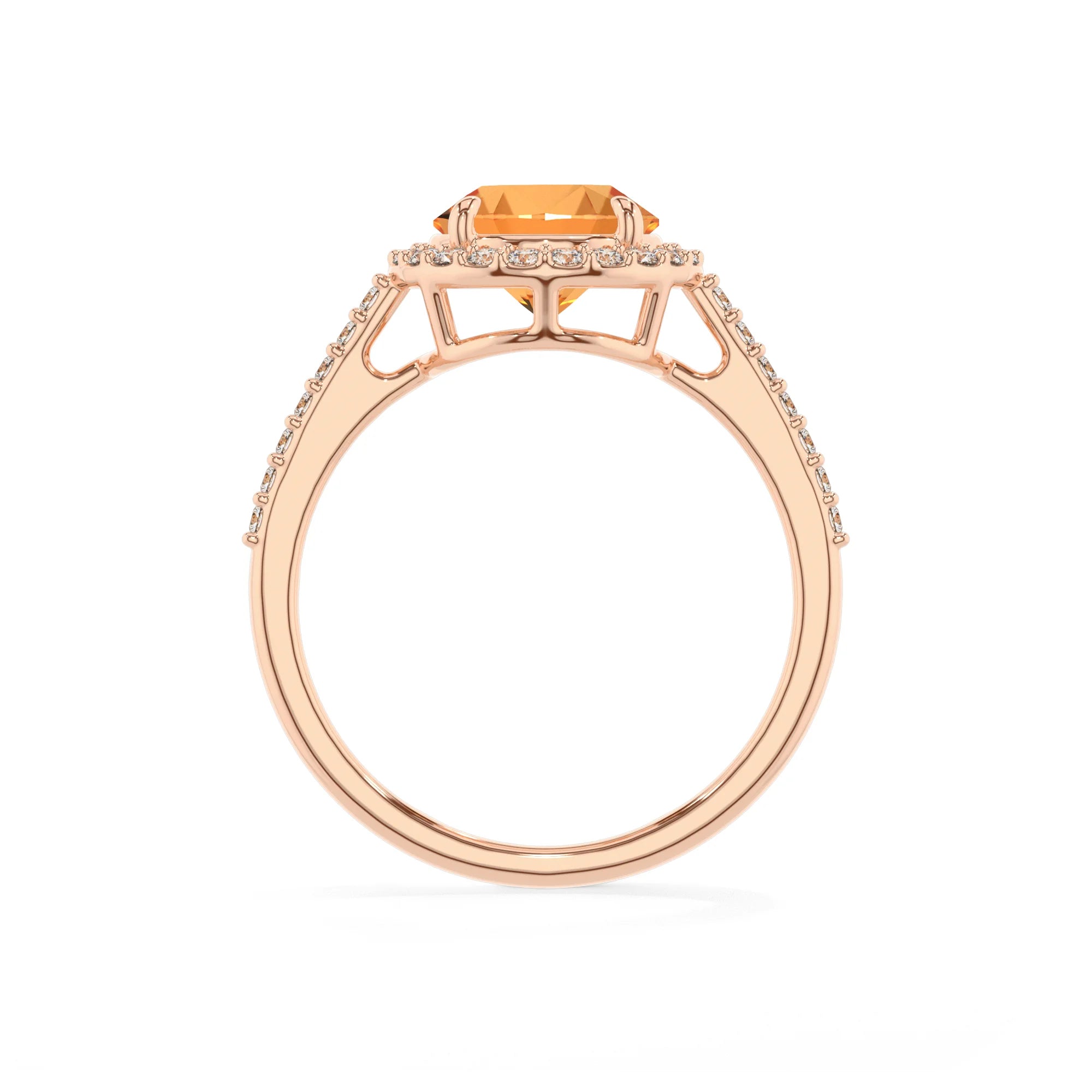 lab grown citrine round solitaire rings in rose gold