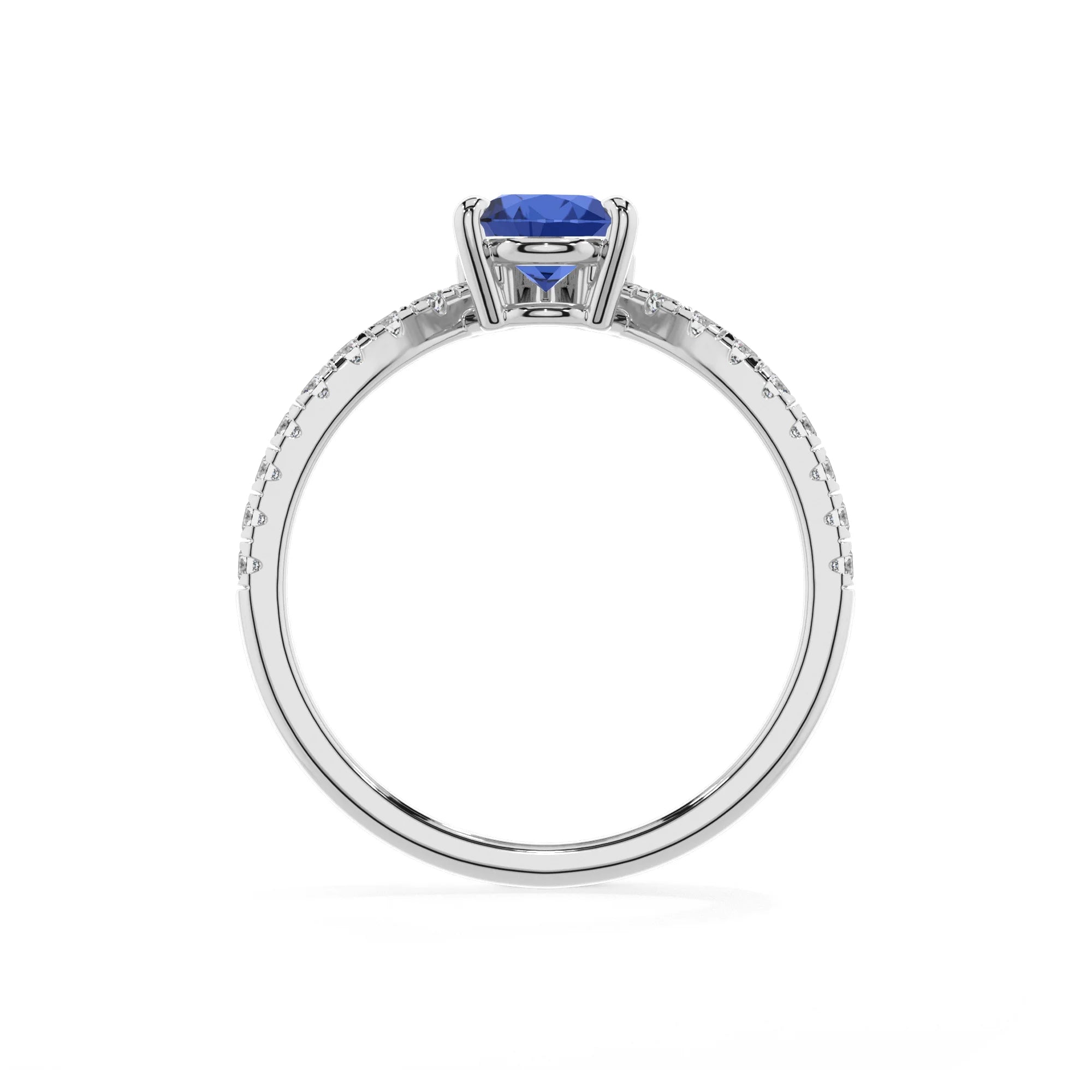 lab grown blue-sapphire pear solitaire rings in sterling silver