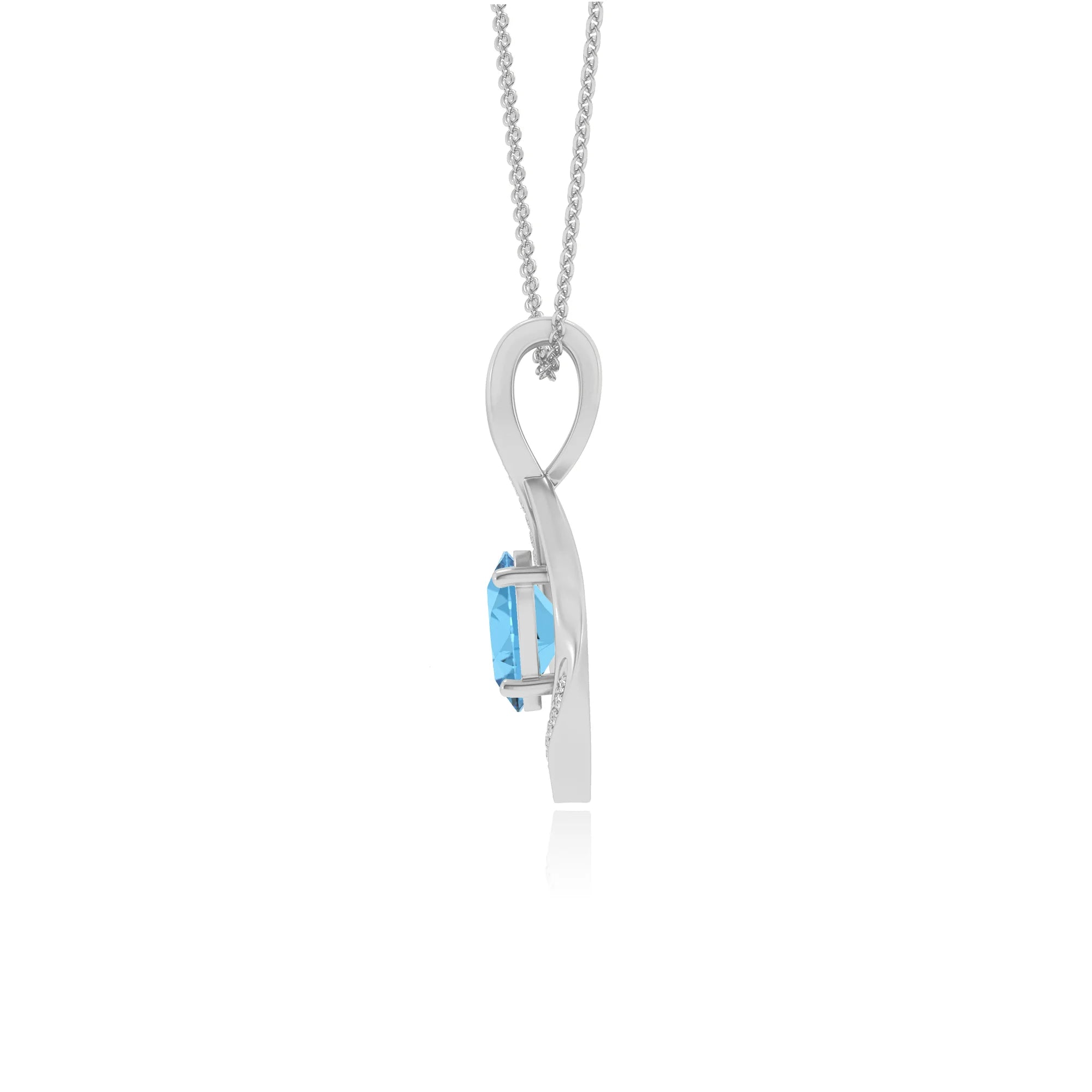 natural swiss-blue-topaz oval solitaire necklaces in platinum