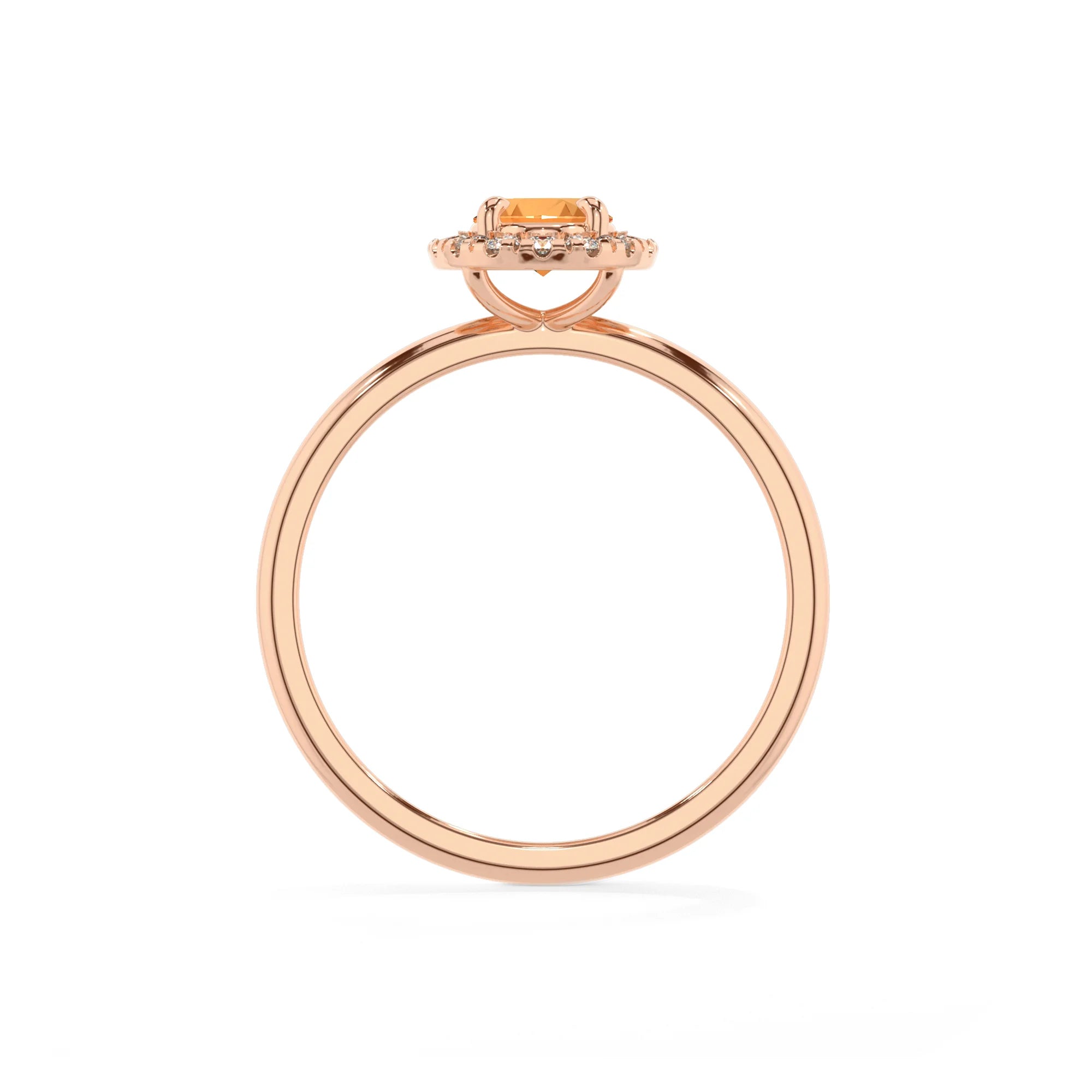 lab grown citrine oval solitaire rings in rose gold