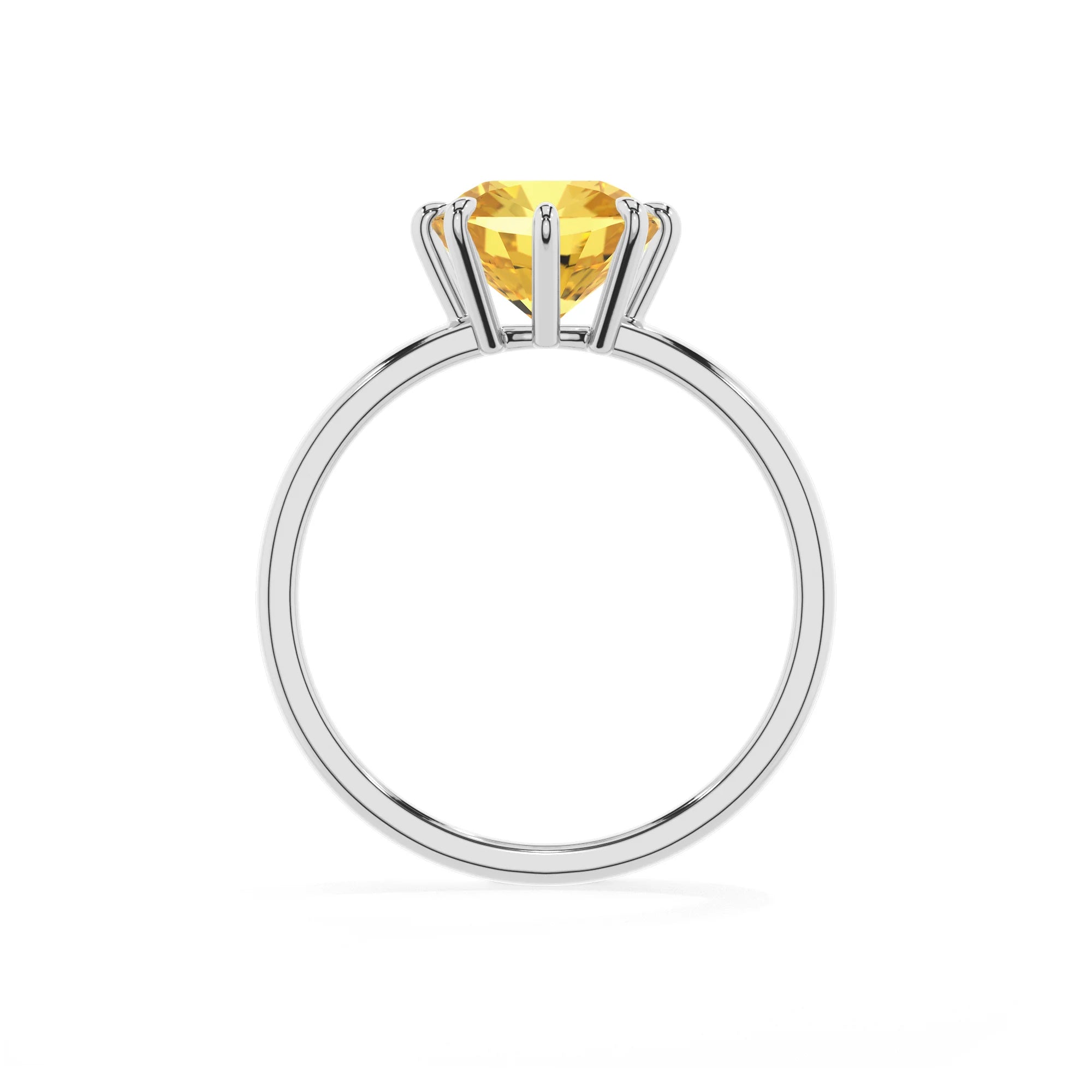 lab grown yellow-sapphire cushion solitaire rings in sterling silver
