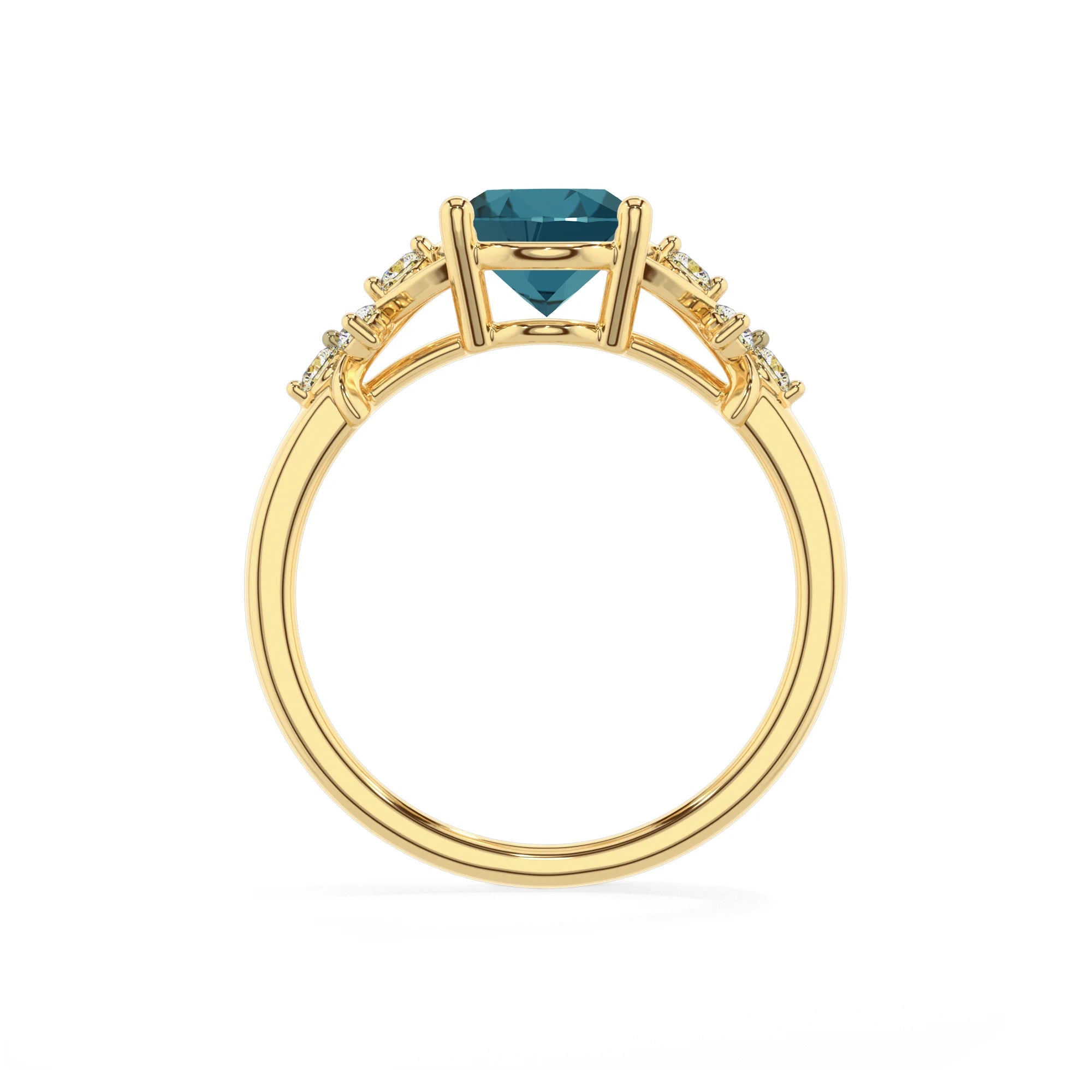 natural london-blue-topaz oval solitaire rings in yellow gold