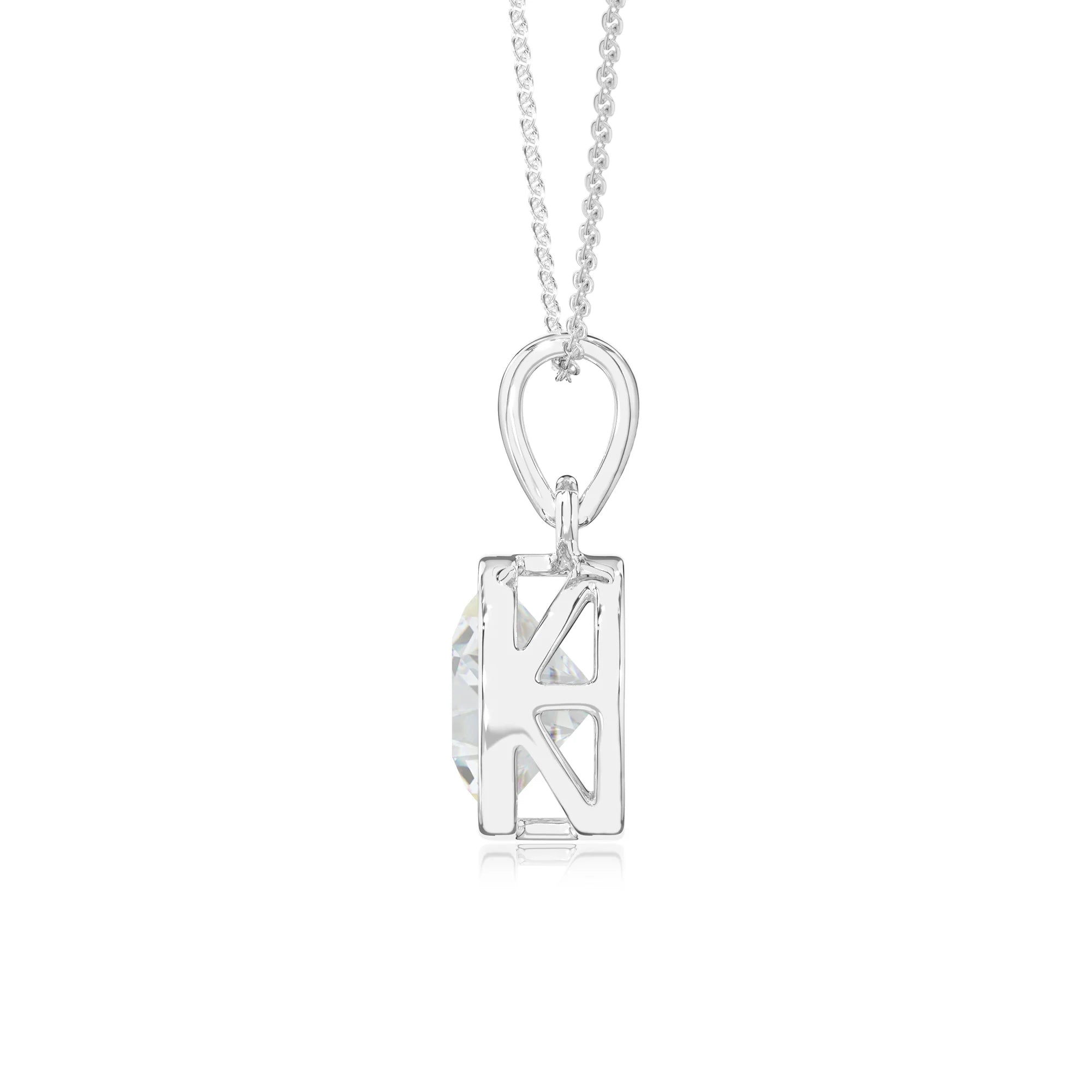 lab grown moissanite round solitaire necklaces in platinum