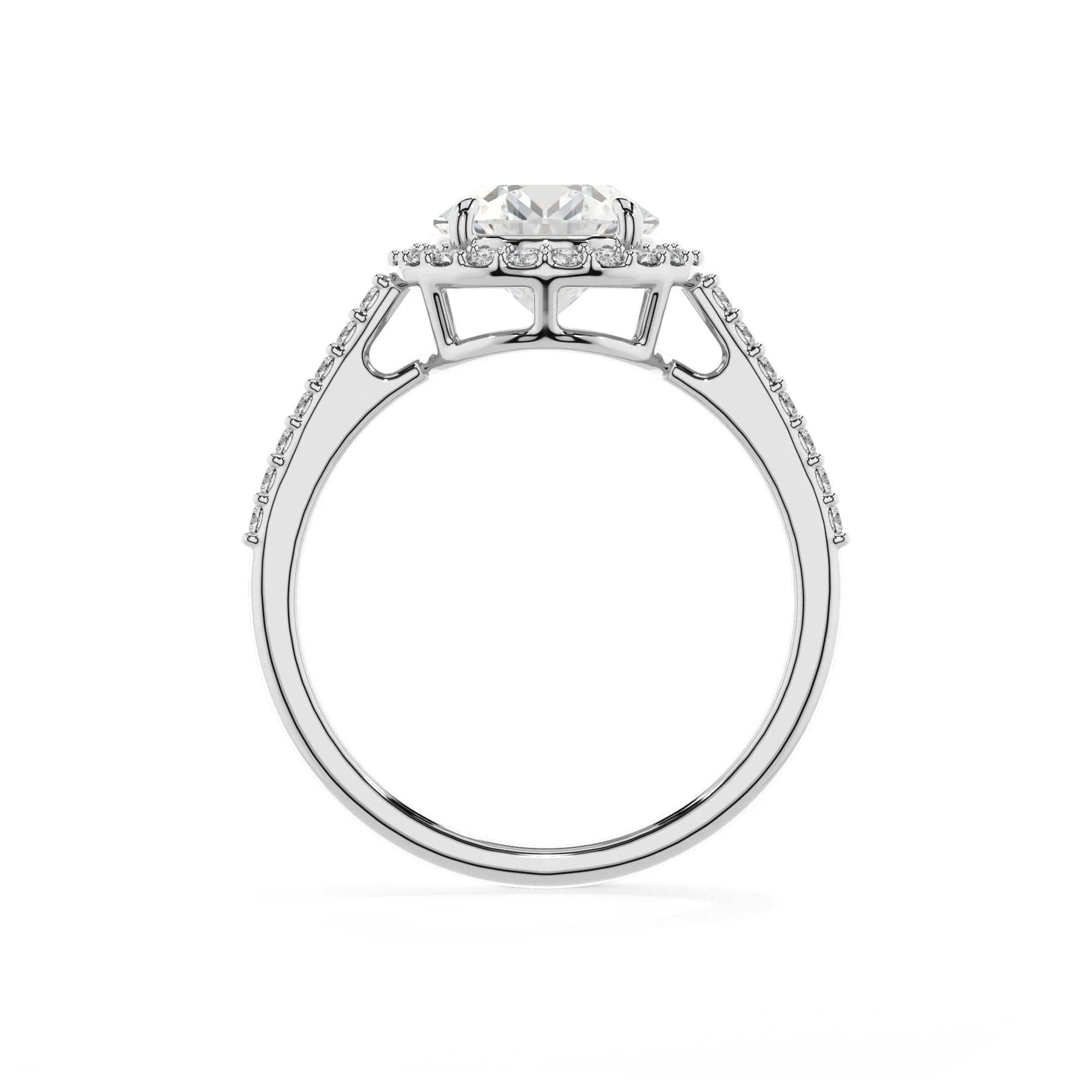 lab grown moissanite round solitaire rings in white gold