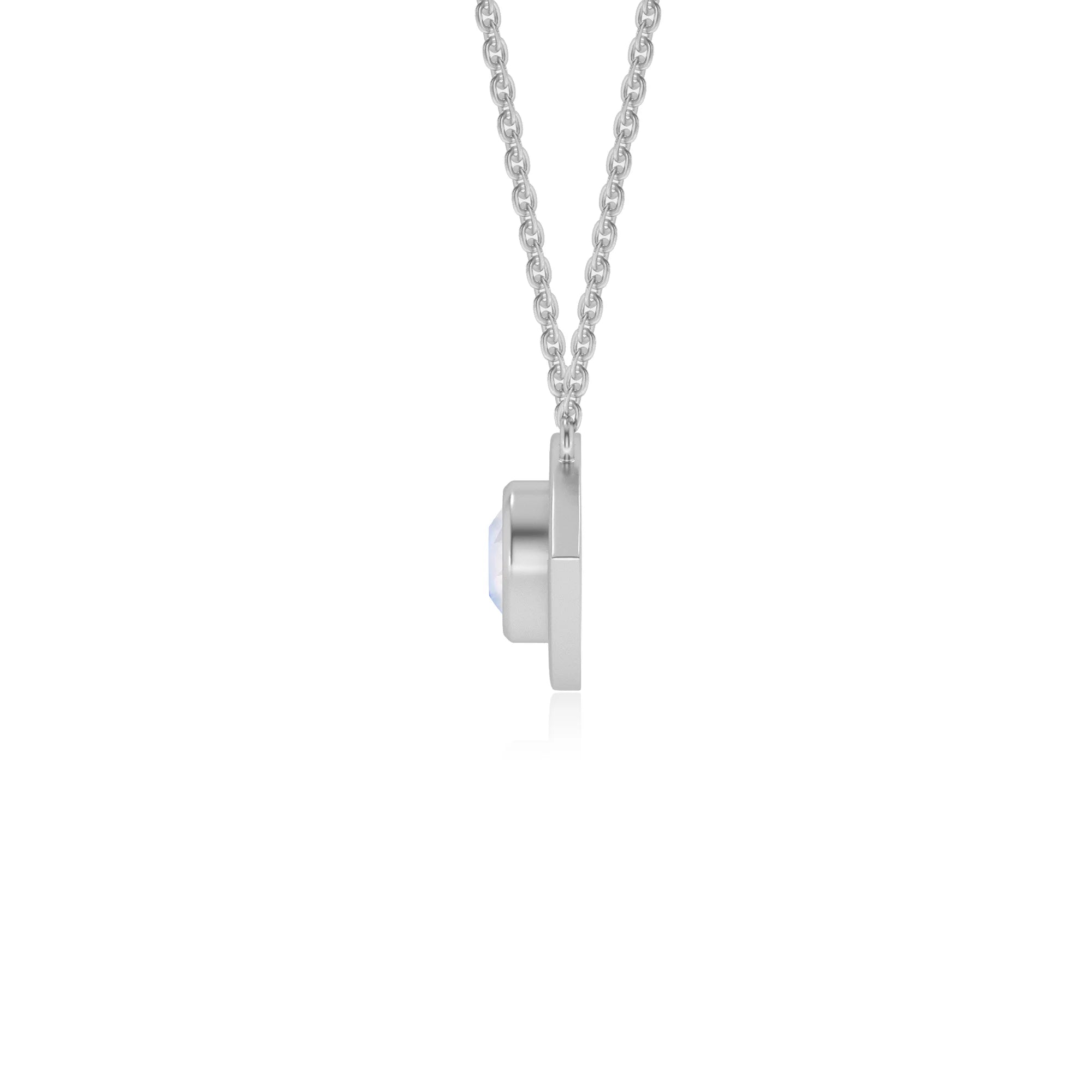natural rainbow-moonstone round solitaire necklaces in platinum
