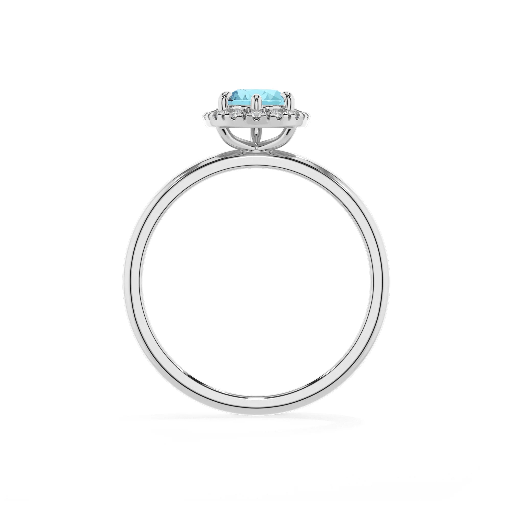 lab grown aquamarine pear solitaire rings in platinum