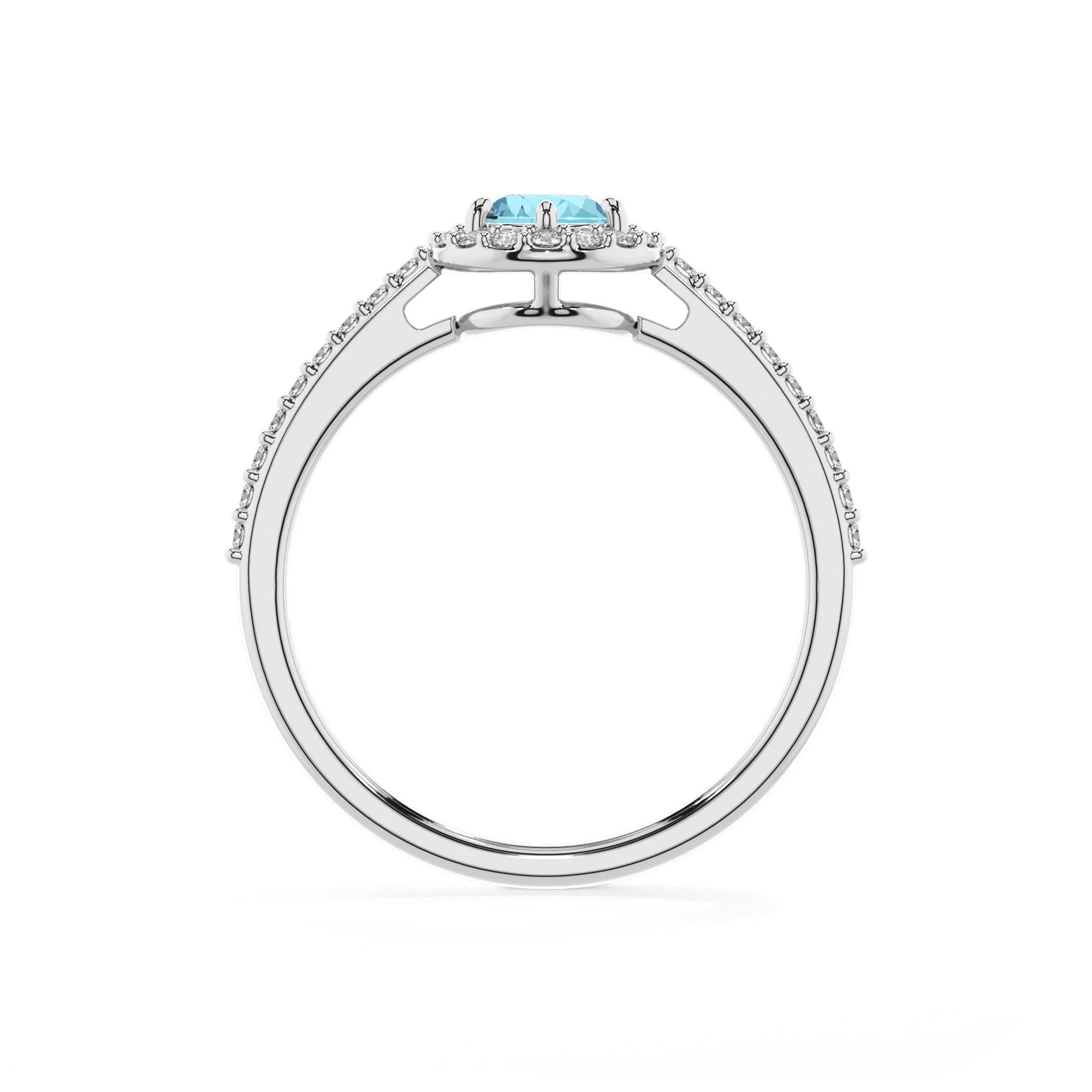 lab grown aquamarine pear solitaire rings in white gold