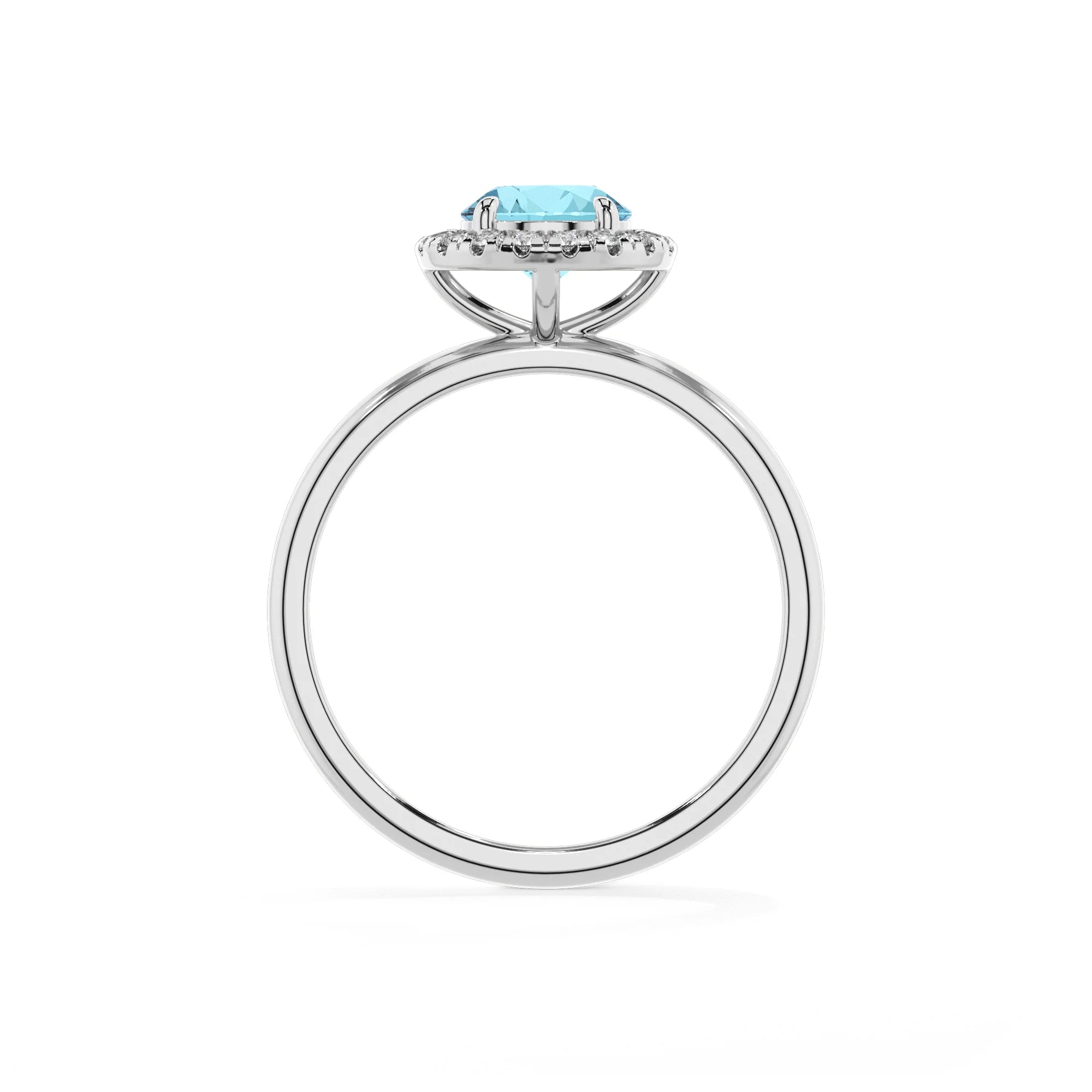 lab grown aquamarine round solitaire rings in white gold