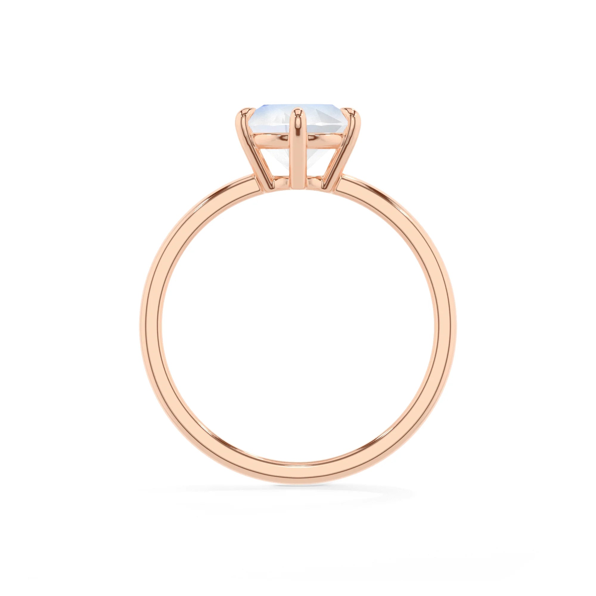 natural rainbow-moonstone round solitaire rings in rose gold