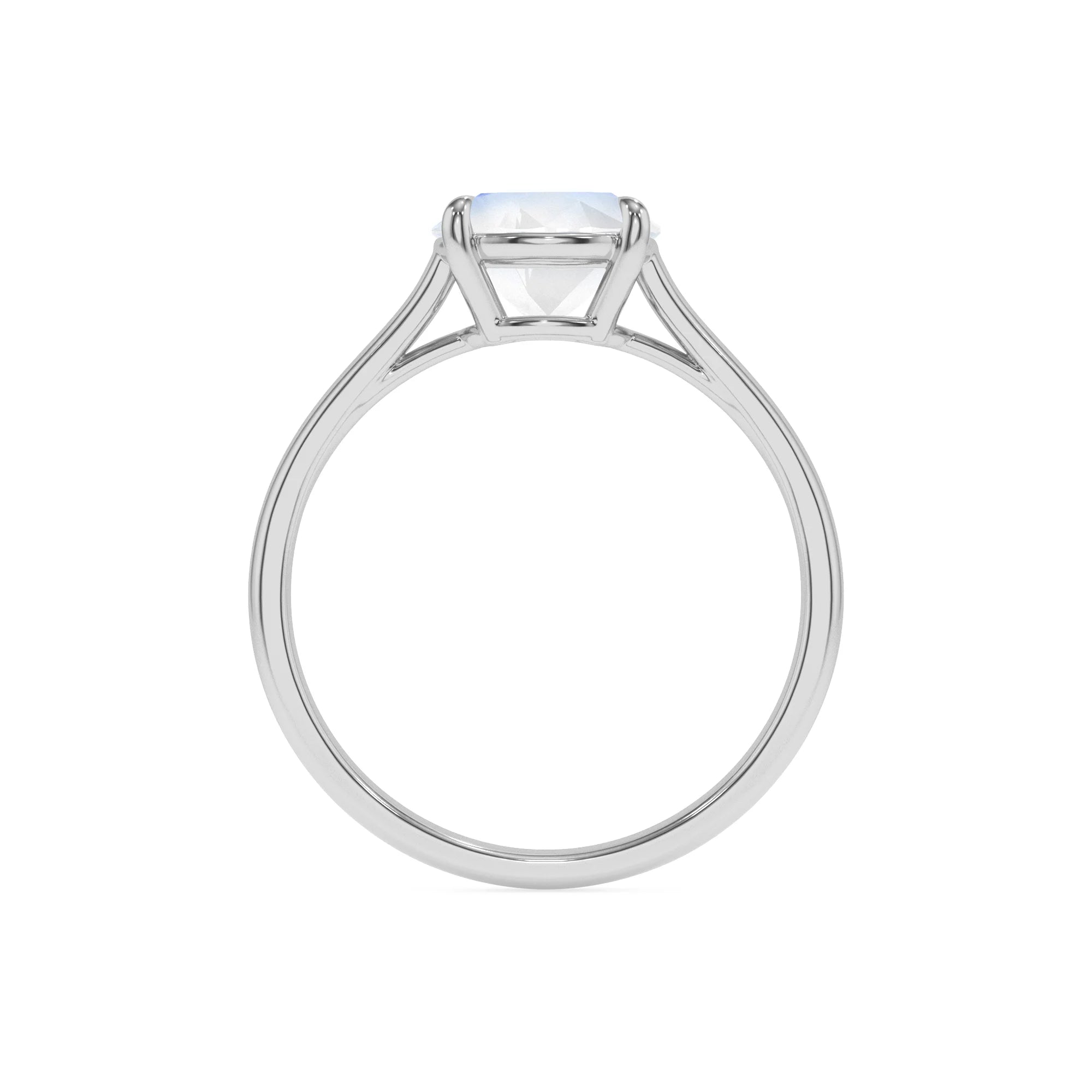 natural rainbow-moonstone round solitaire rings in white gold
