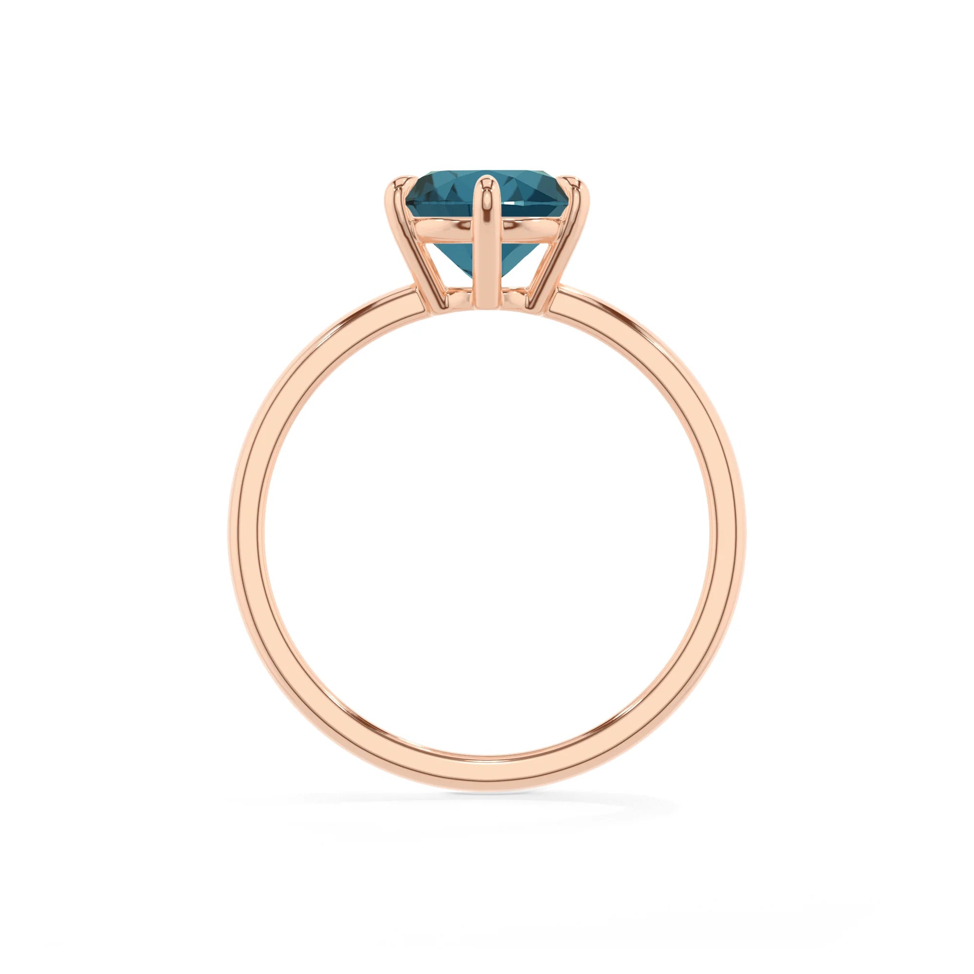 natural london-blue-topaz round solitaire rings in rose gold