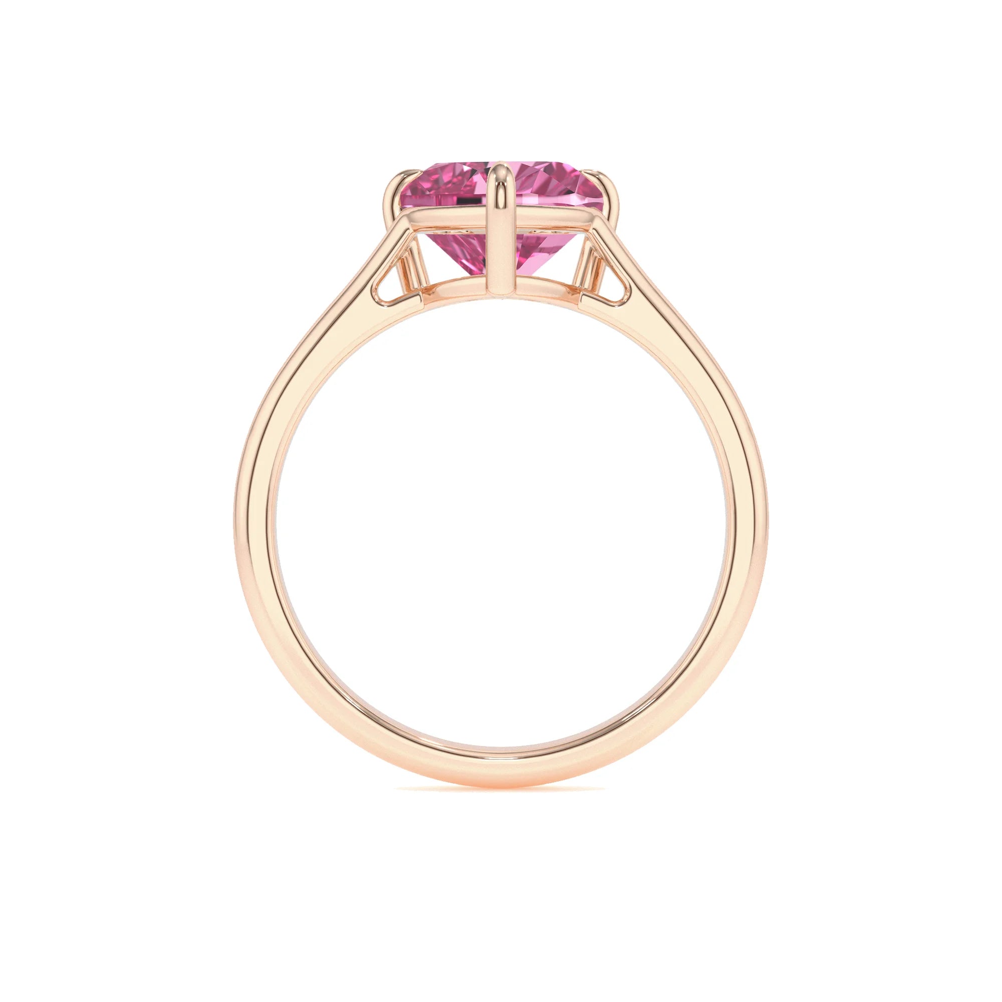 lab grown pink-sapphire heart solitaire rings in rose gold