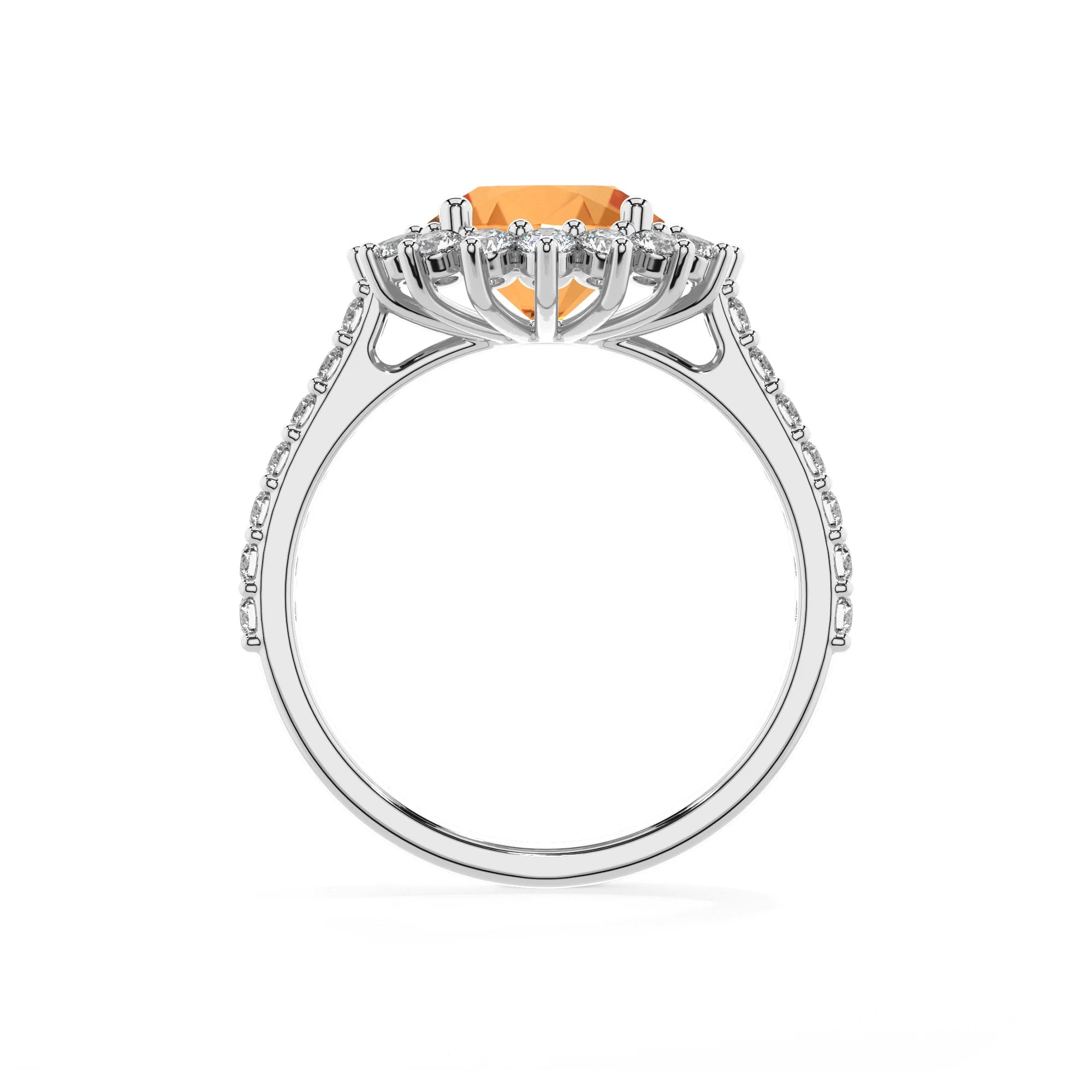lab grown citrine round solitaire rings in platinum