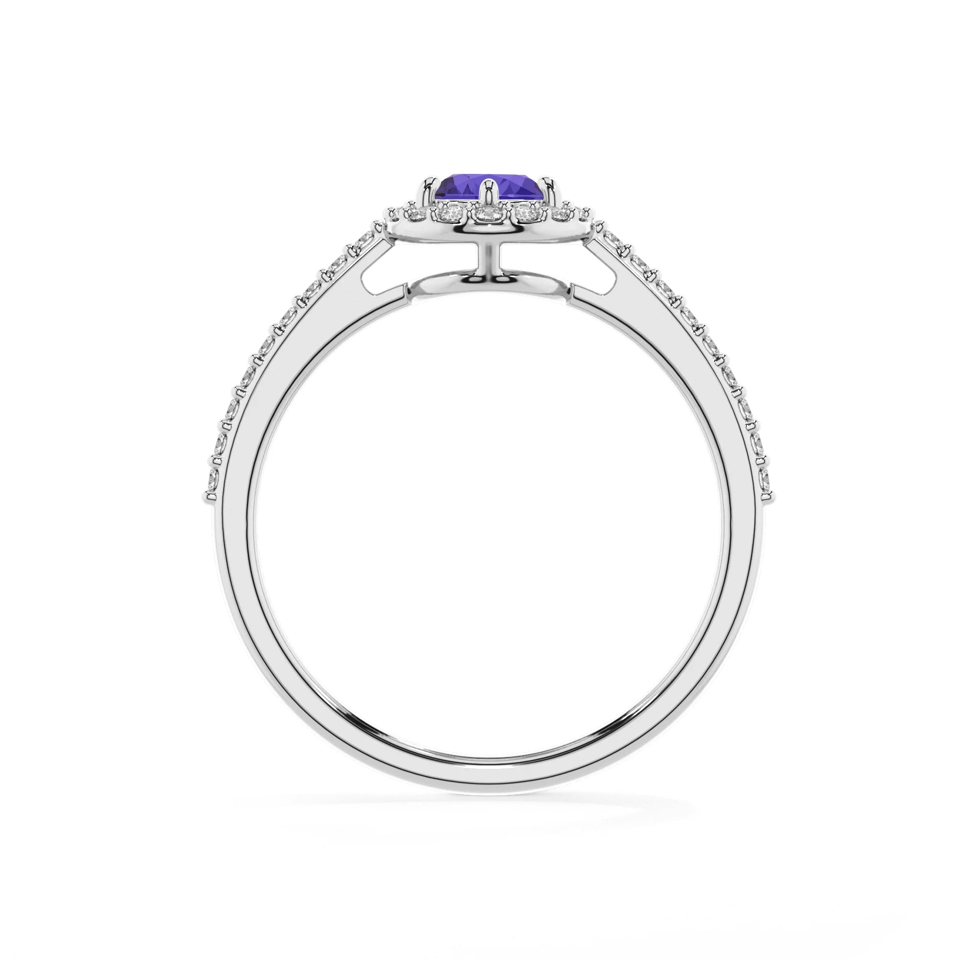 lab grown tanzanite pear solitaire rings in sterling silver