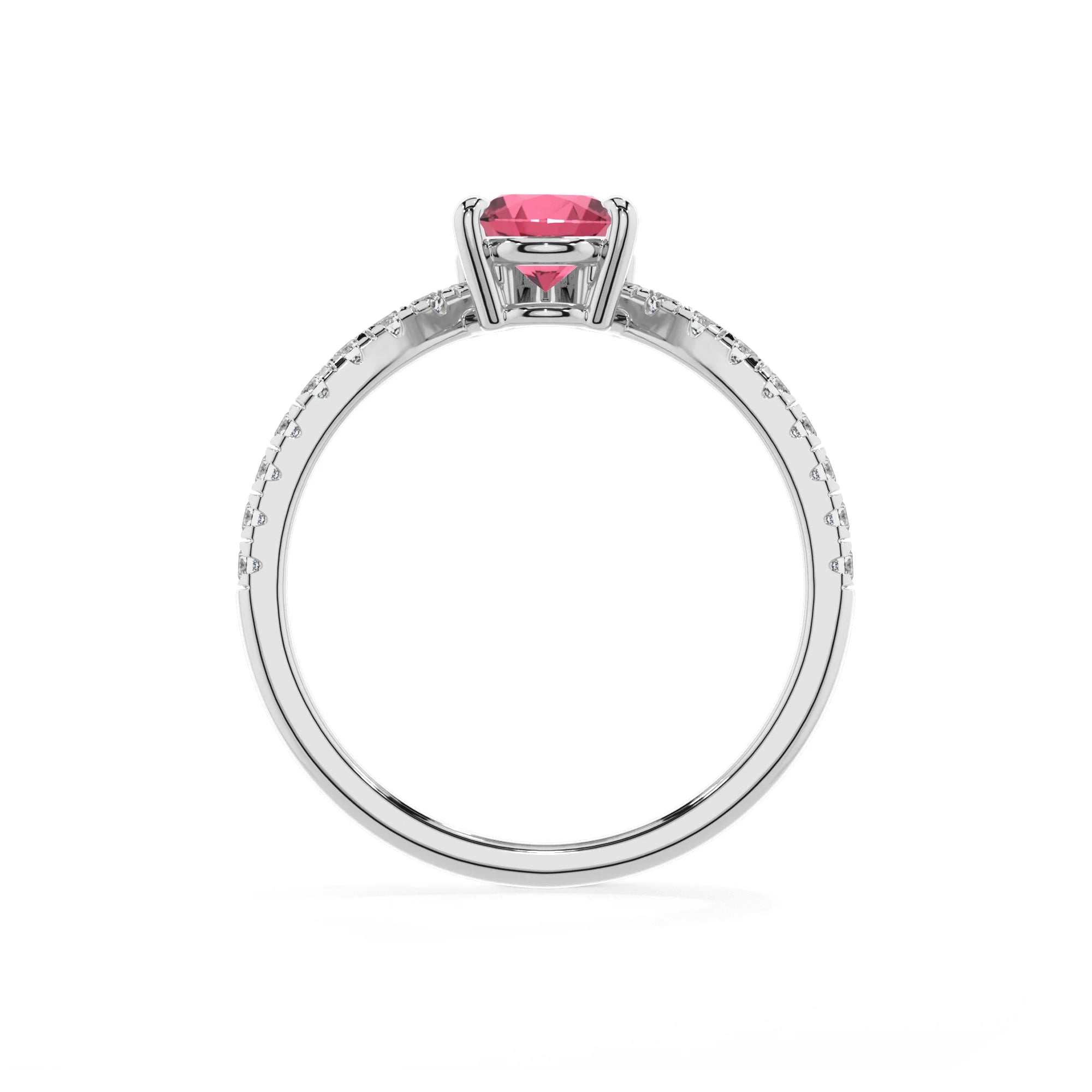lab grown pink-tourmaline pear solitaire rings in platinum