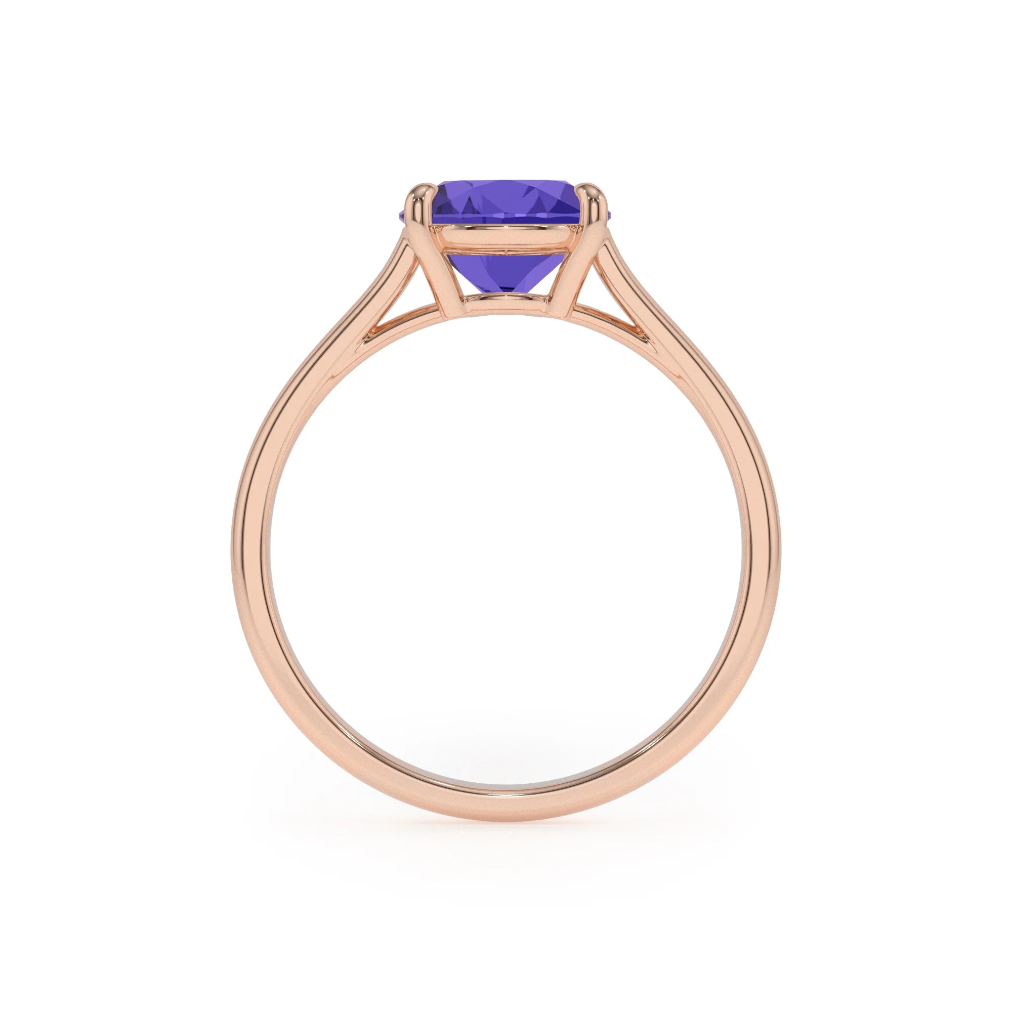 lab grown tanzanite pear solitaire rings in rose gold