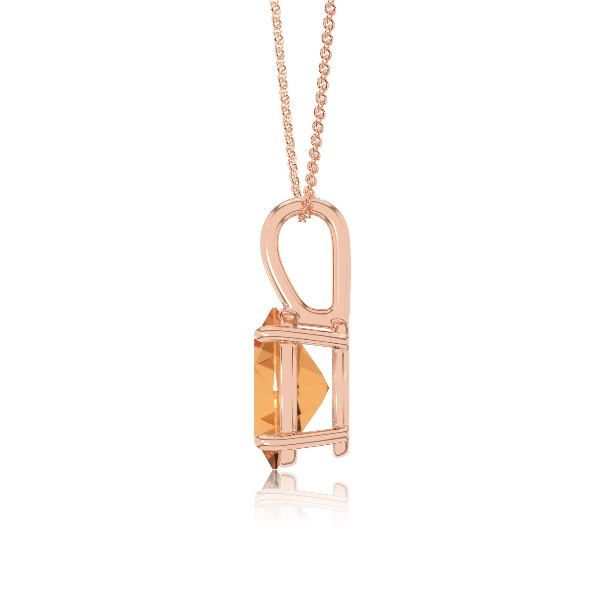 lab grown citrine oval solitaire necklaces in rose gold