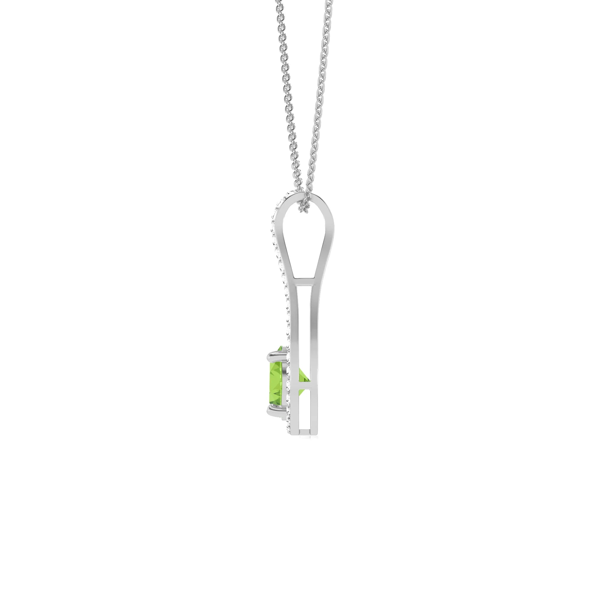 natural peridot round solitaire v-bale necklaces in sterling silver