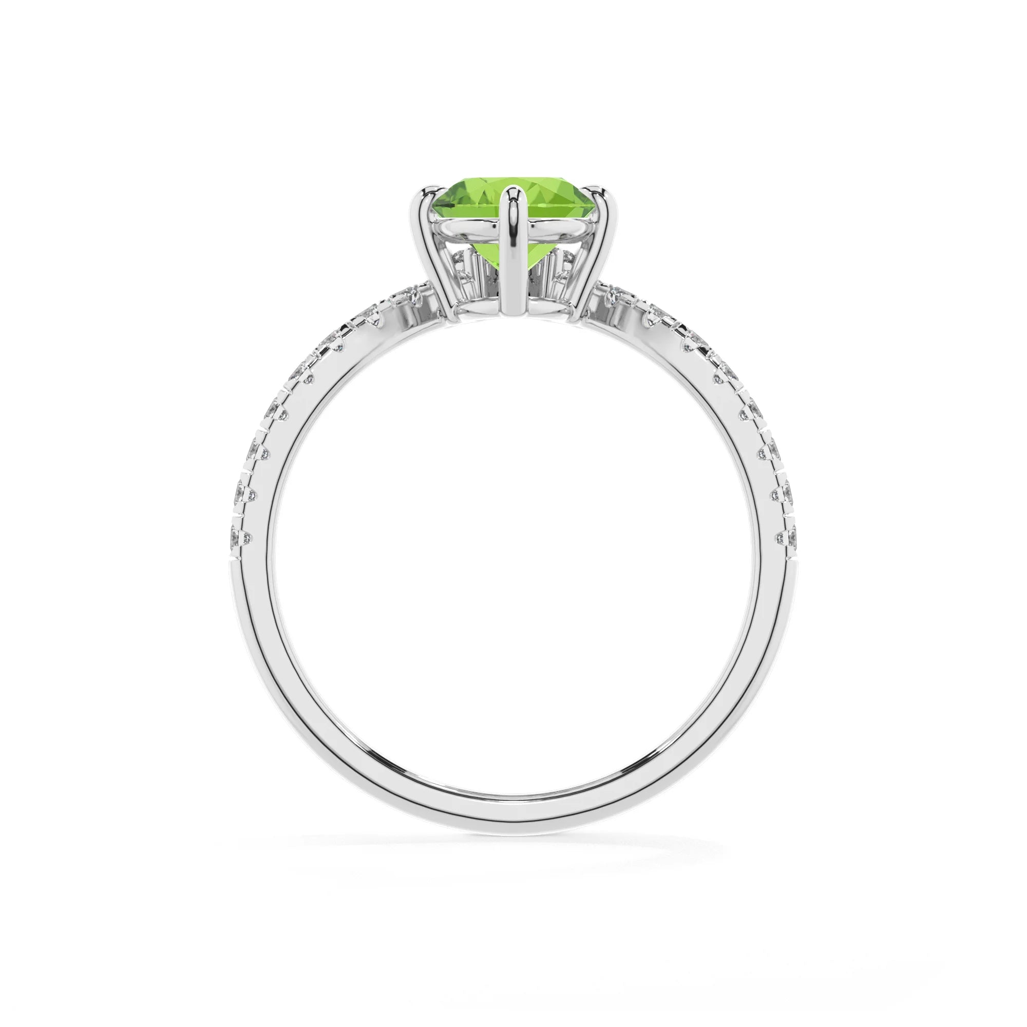 natural peridot oval solitaire rings in platinum