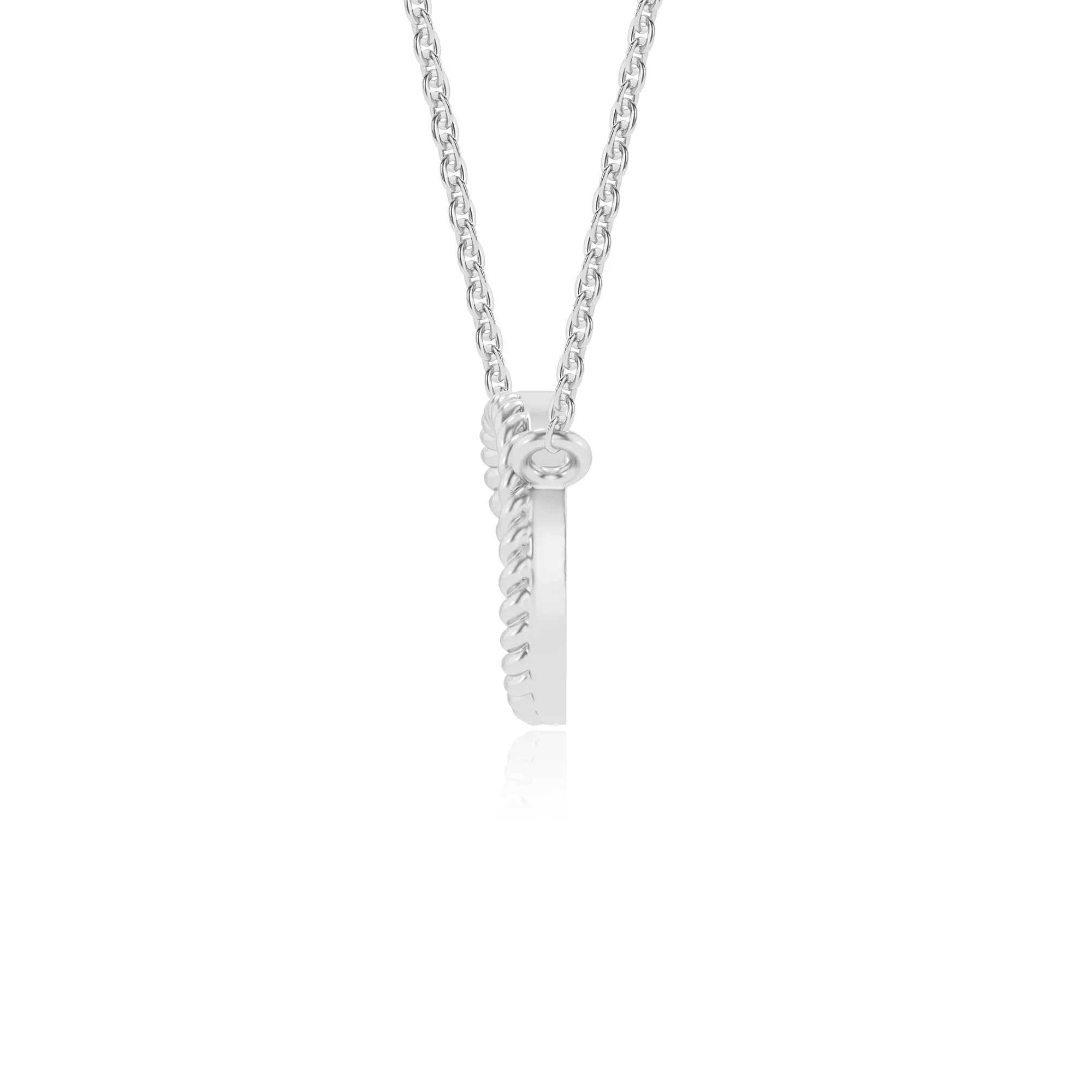 lab grown moissanite round v-bale necklaces in white gold
