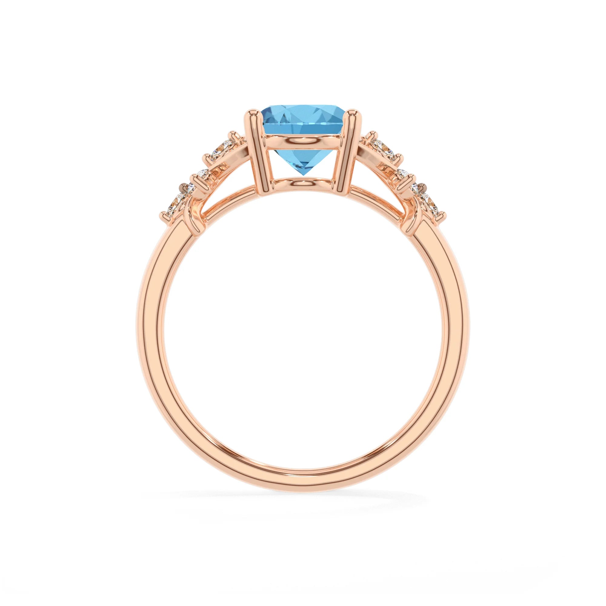 natural swiss-blue-topaz oval solitaire rings in rose gold