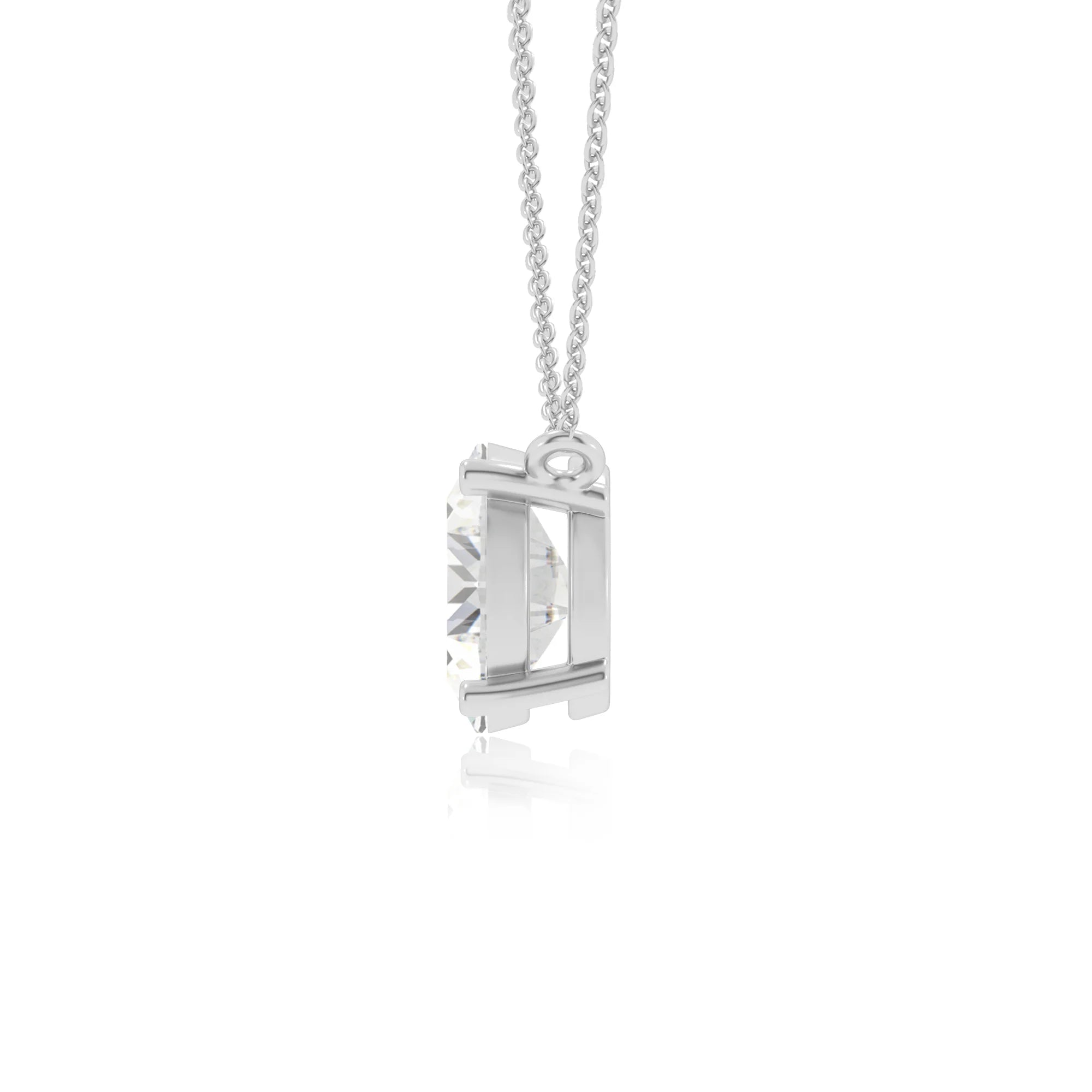 lab grown moissanite oval solitaire necklaces in white gold