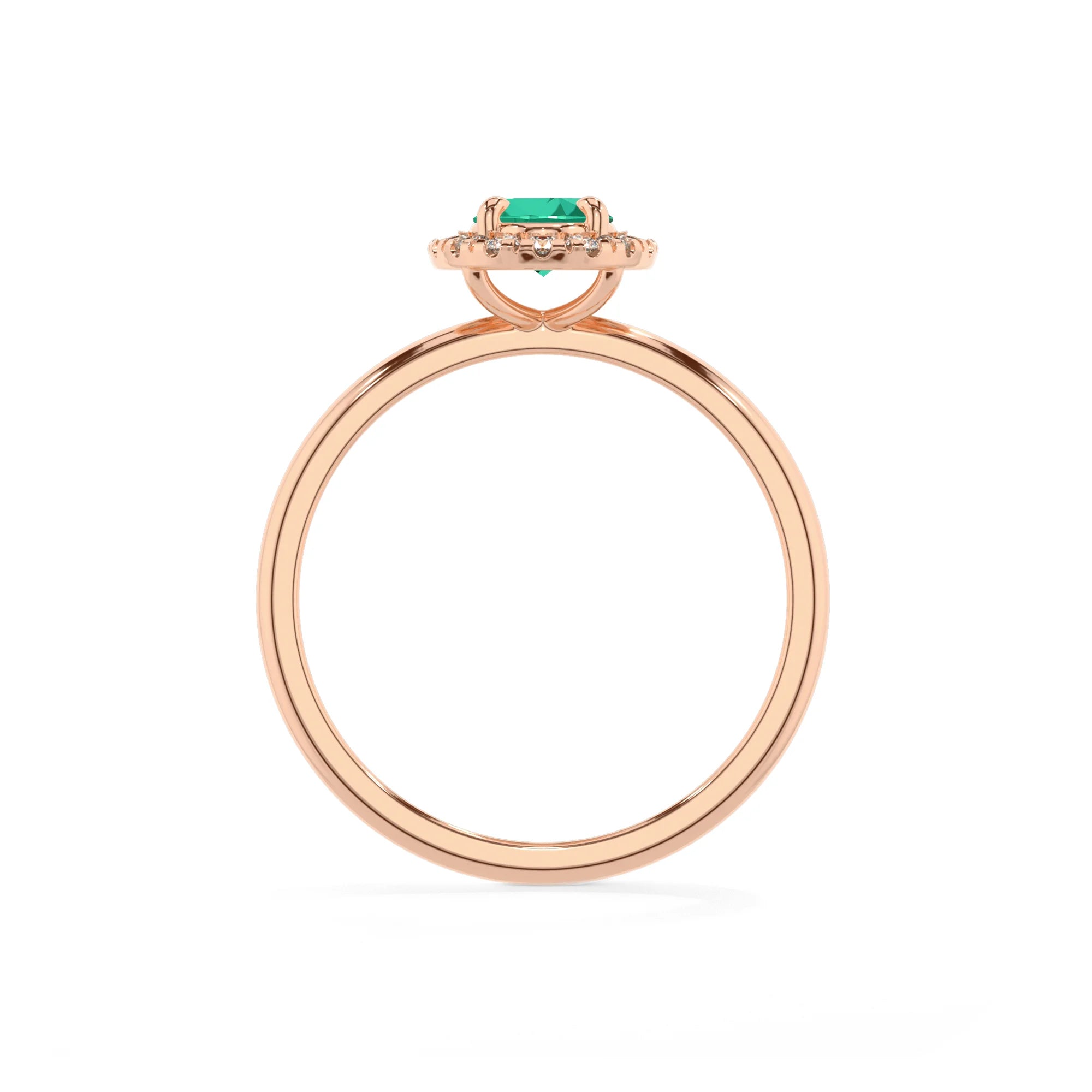 lab grown emerald oval solitaire rings in rose gold