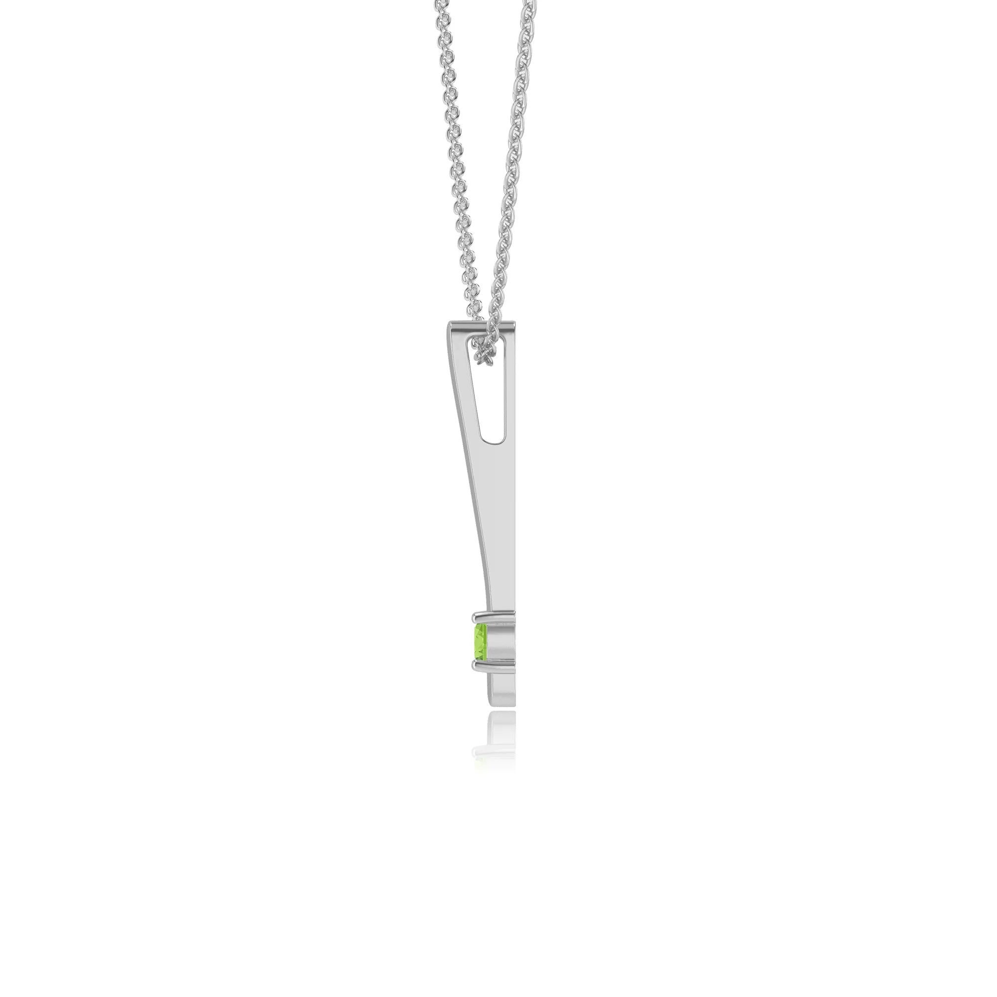 natural peridot round bar necklaces in white gold