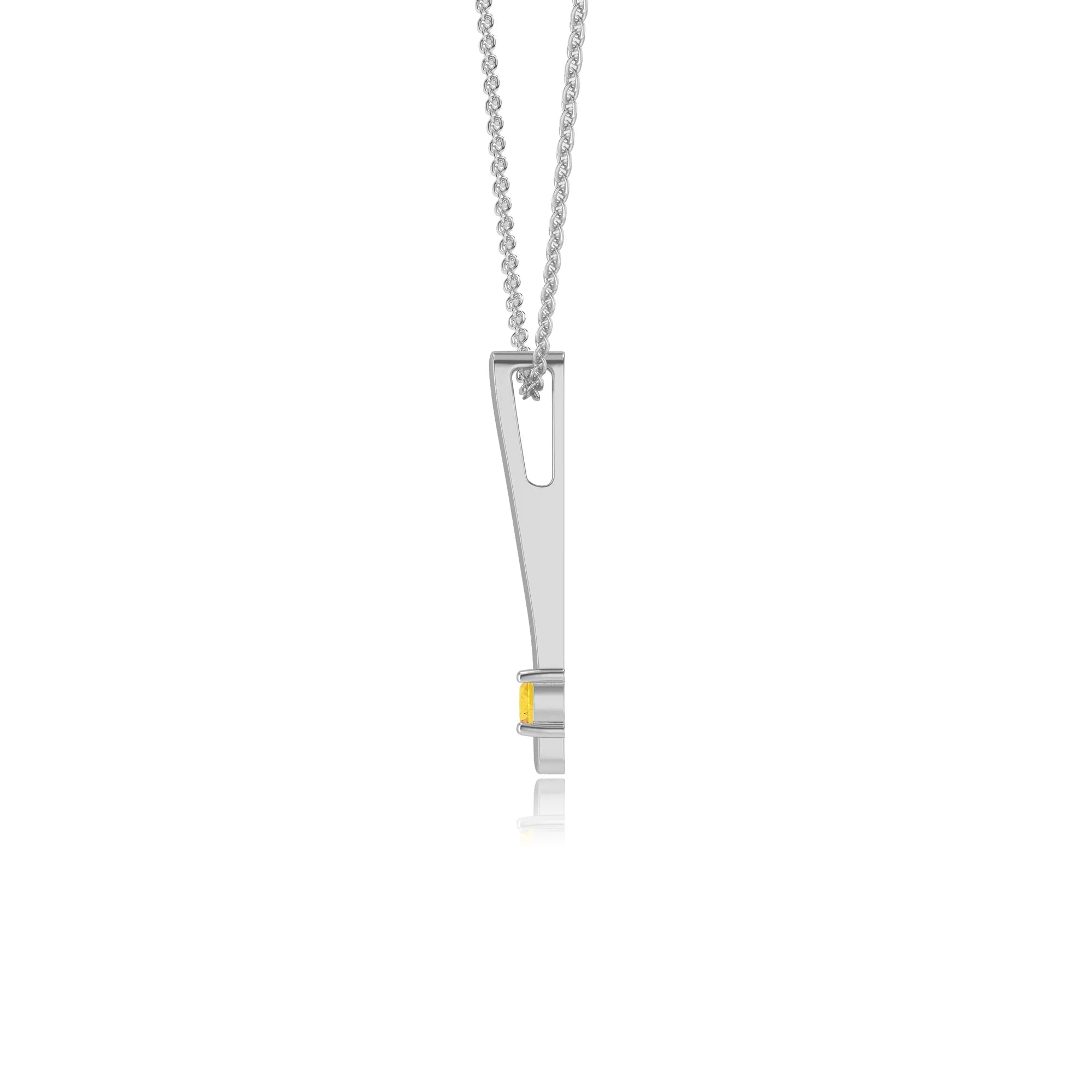 lab grown yellow-sapphire round bar necklaces in platinum
