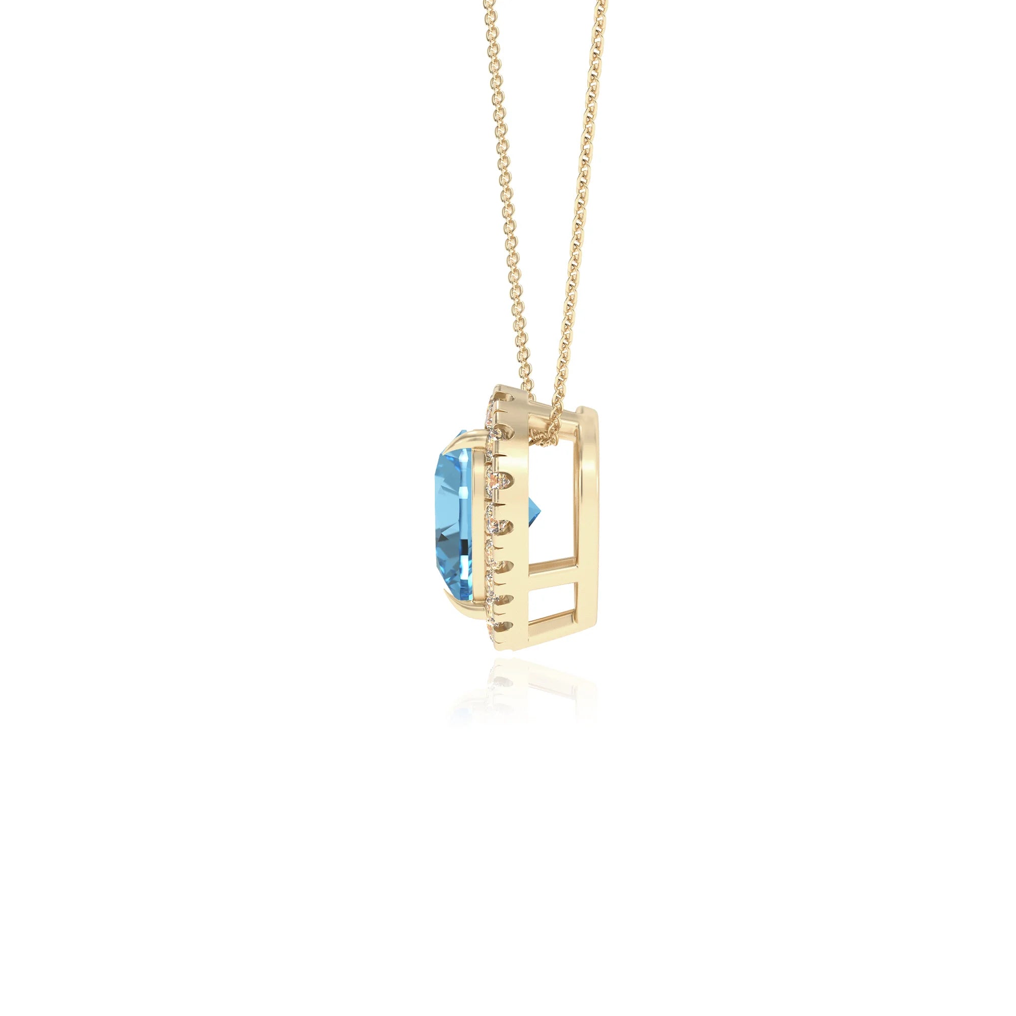 natural swiss blue topaz heart solitaire necklaces in yellow gold