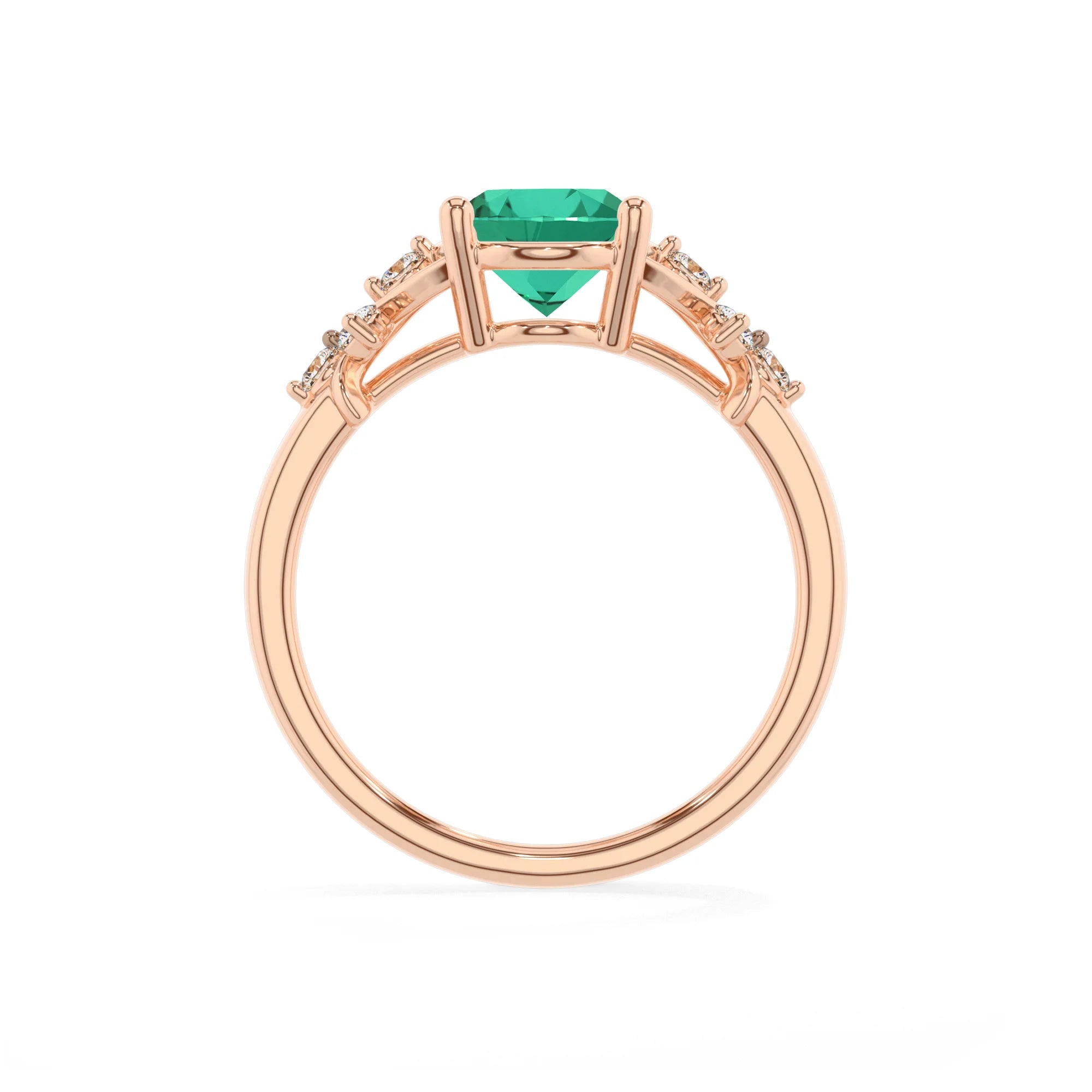 lab grown emerald oval solitaire rings in rose gold