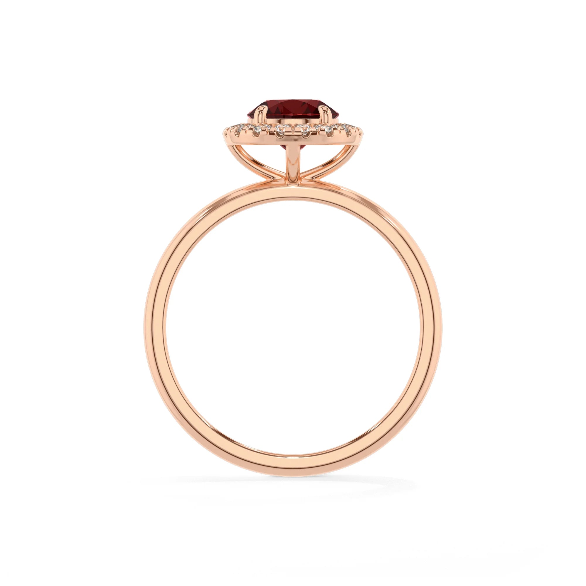 natural garnet round solitaire rings in rose gold