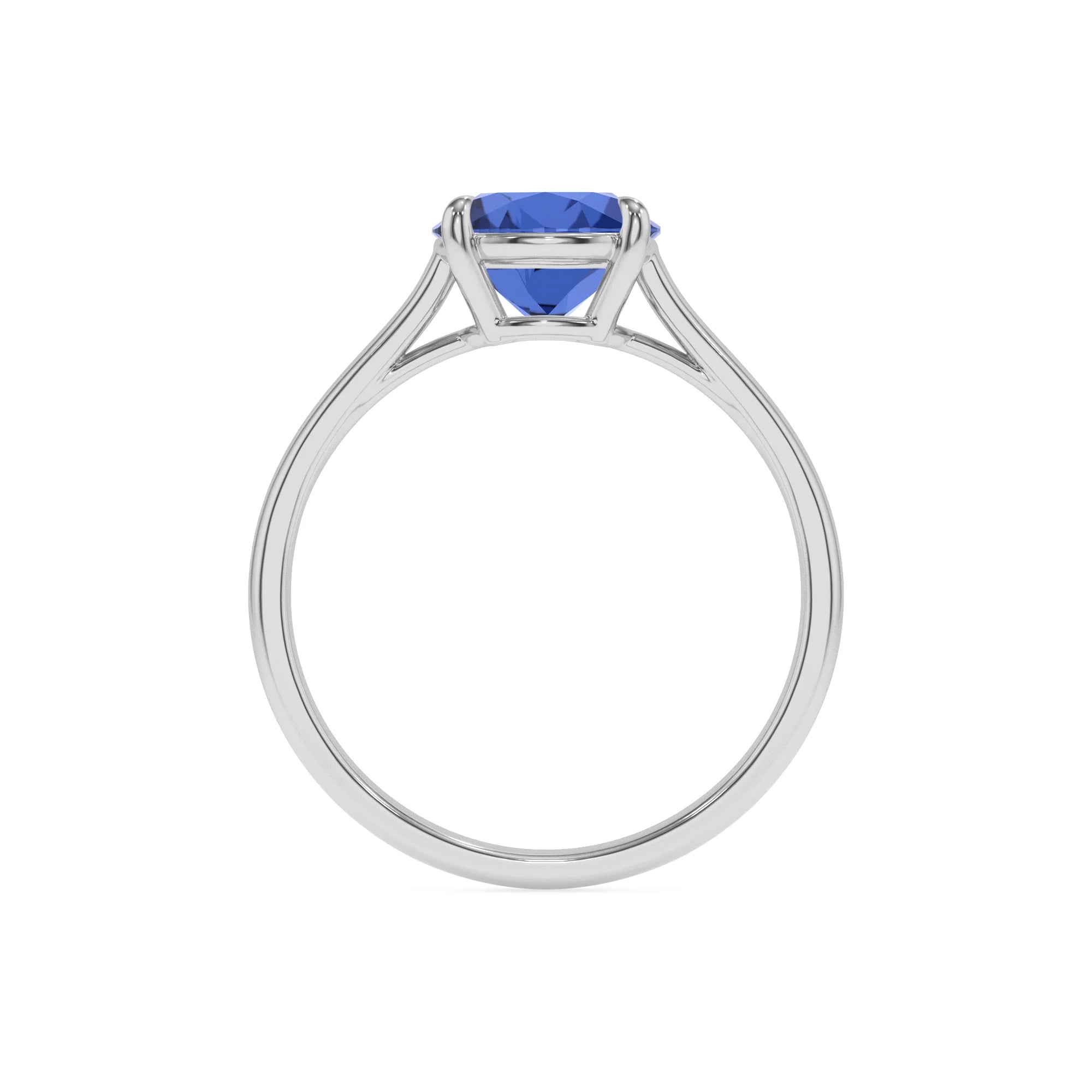 lab grown blue-sapphire round solitaire rings in white gold