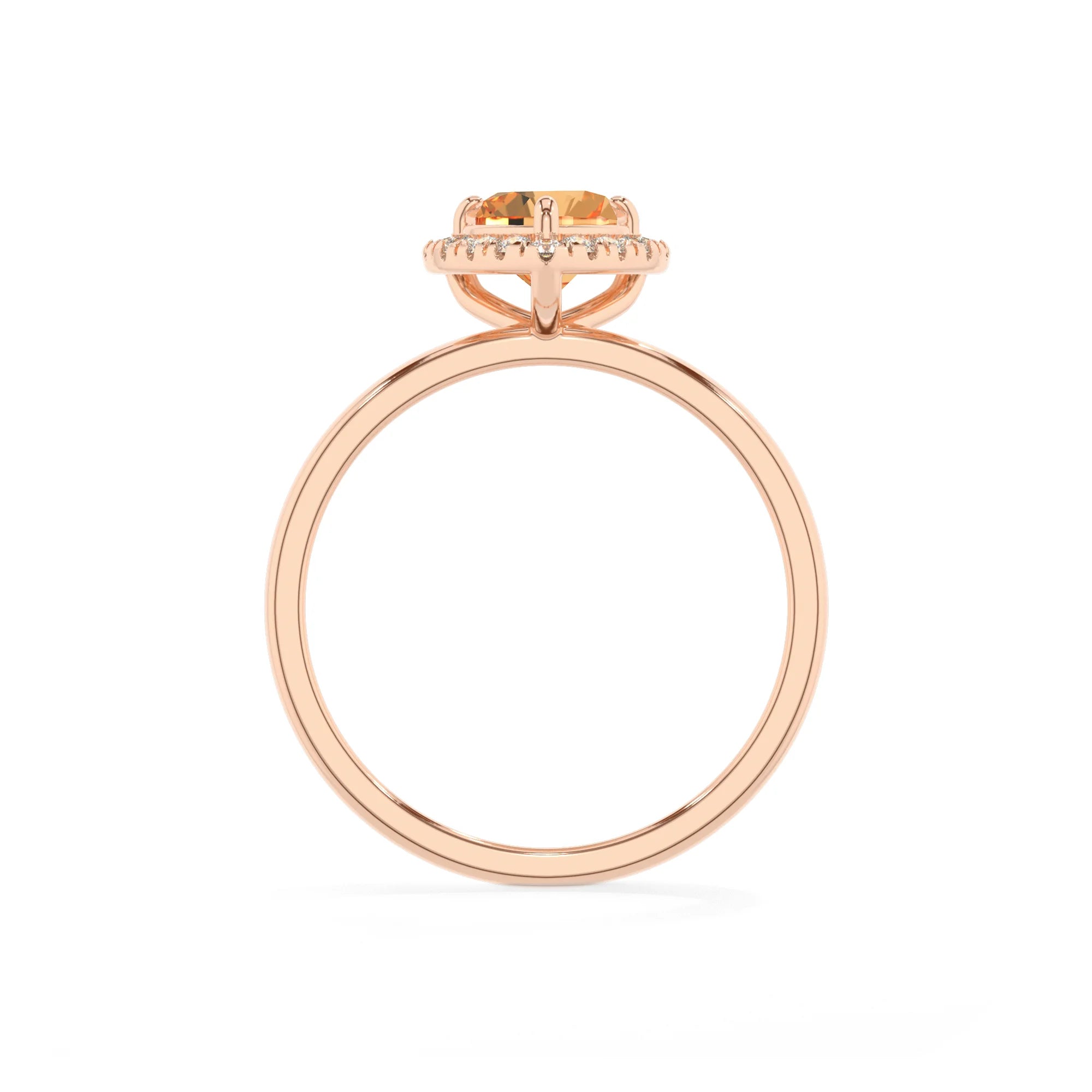 lab grown citrine heart solitaire rings in rose gold