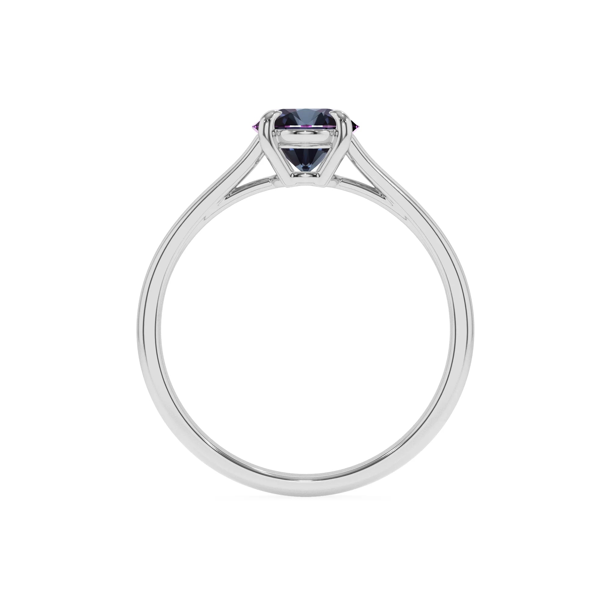 lab grown alexandrite oval solitaire rings in white gold