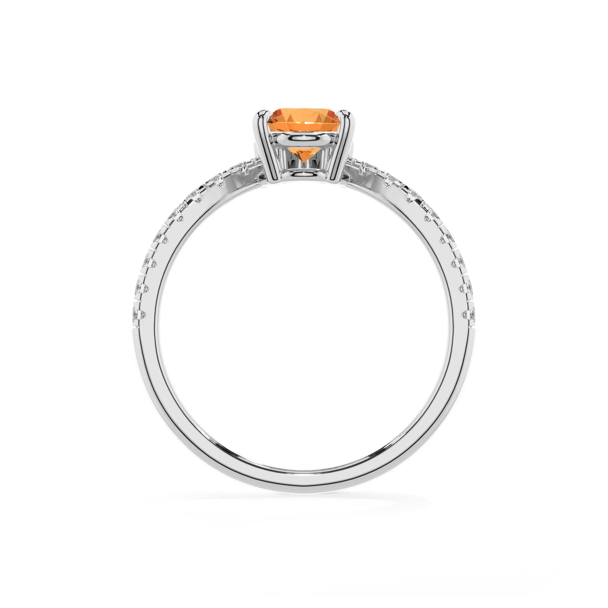 lab grown citrine pear solitaire rings in white gold