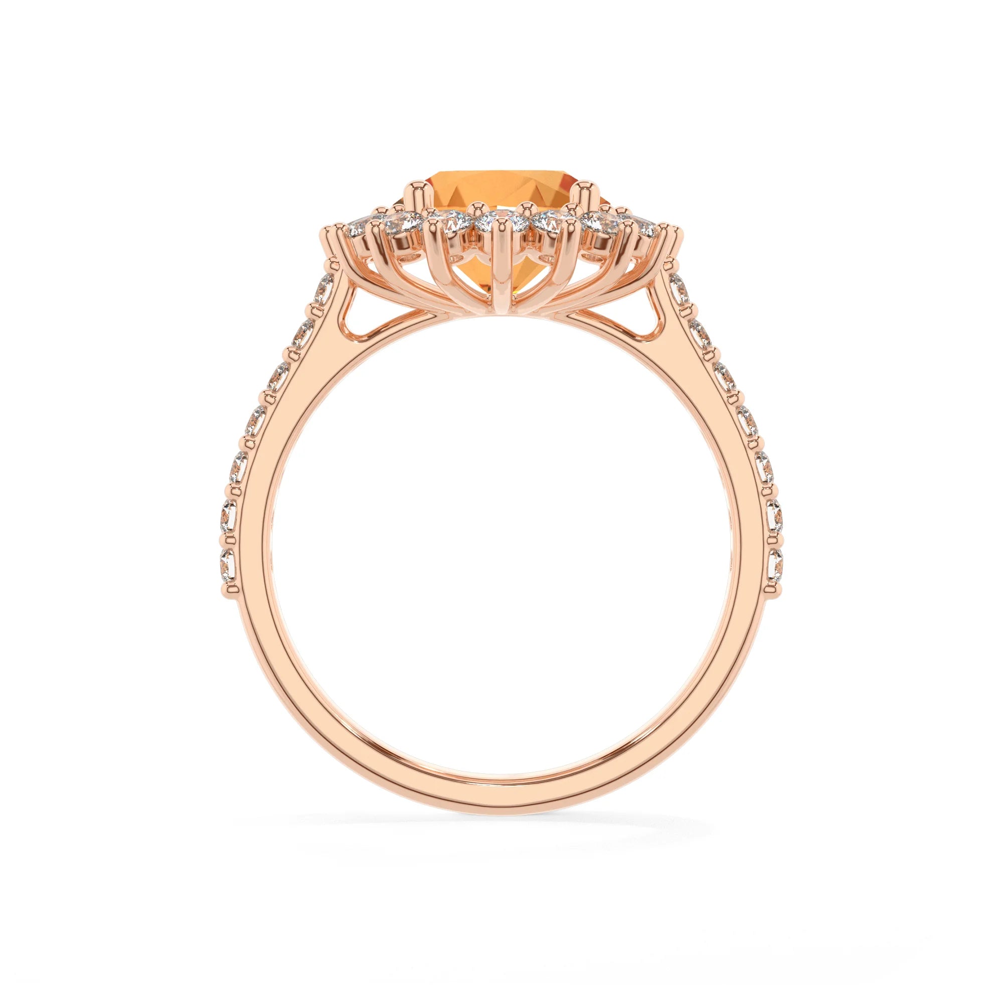 lab grown citrine round solitaire rings in rose gold