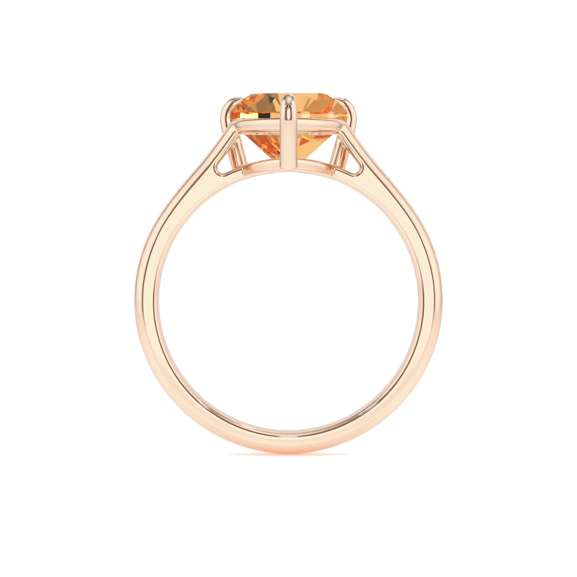 lab grown citrine heart solitaire rings in rose gold