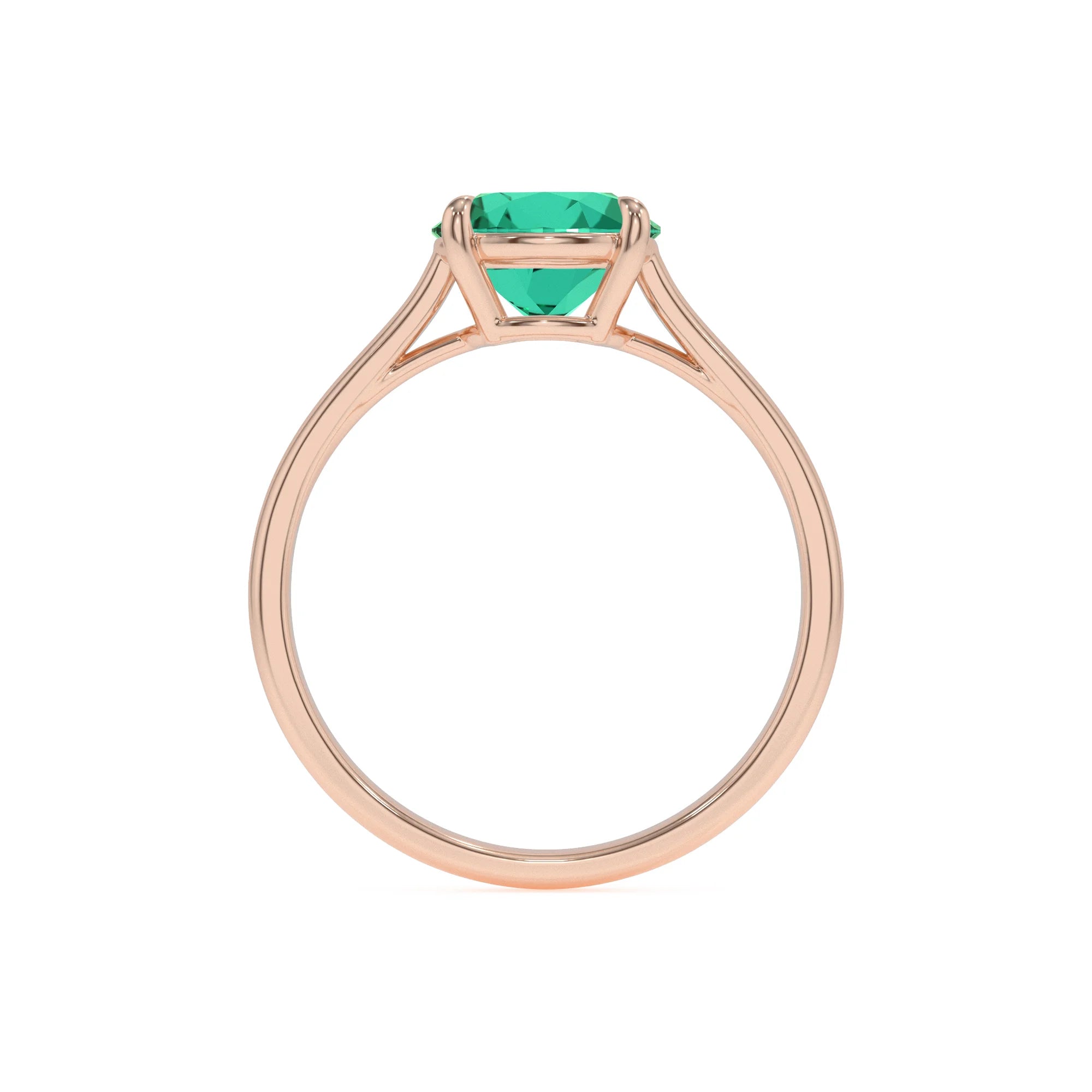 lab grown emerald round solitaire rings in rose gold