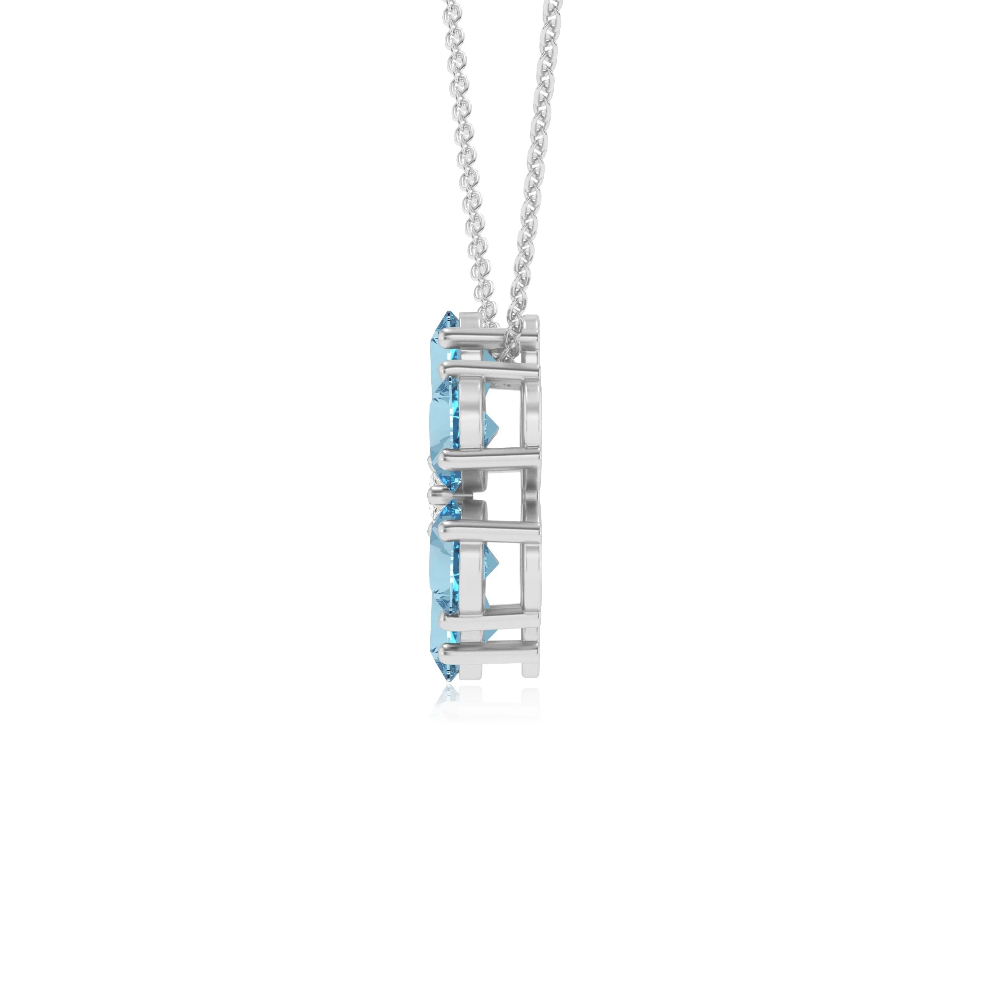 lab grown aquamarine pear solitaire necklaces in sterling silver