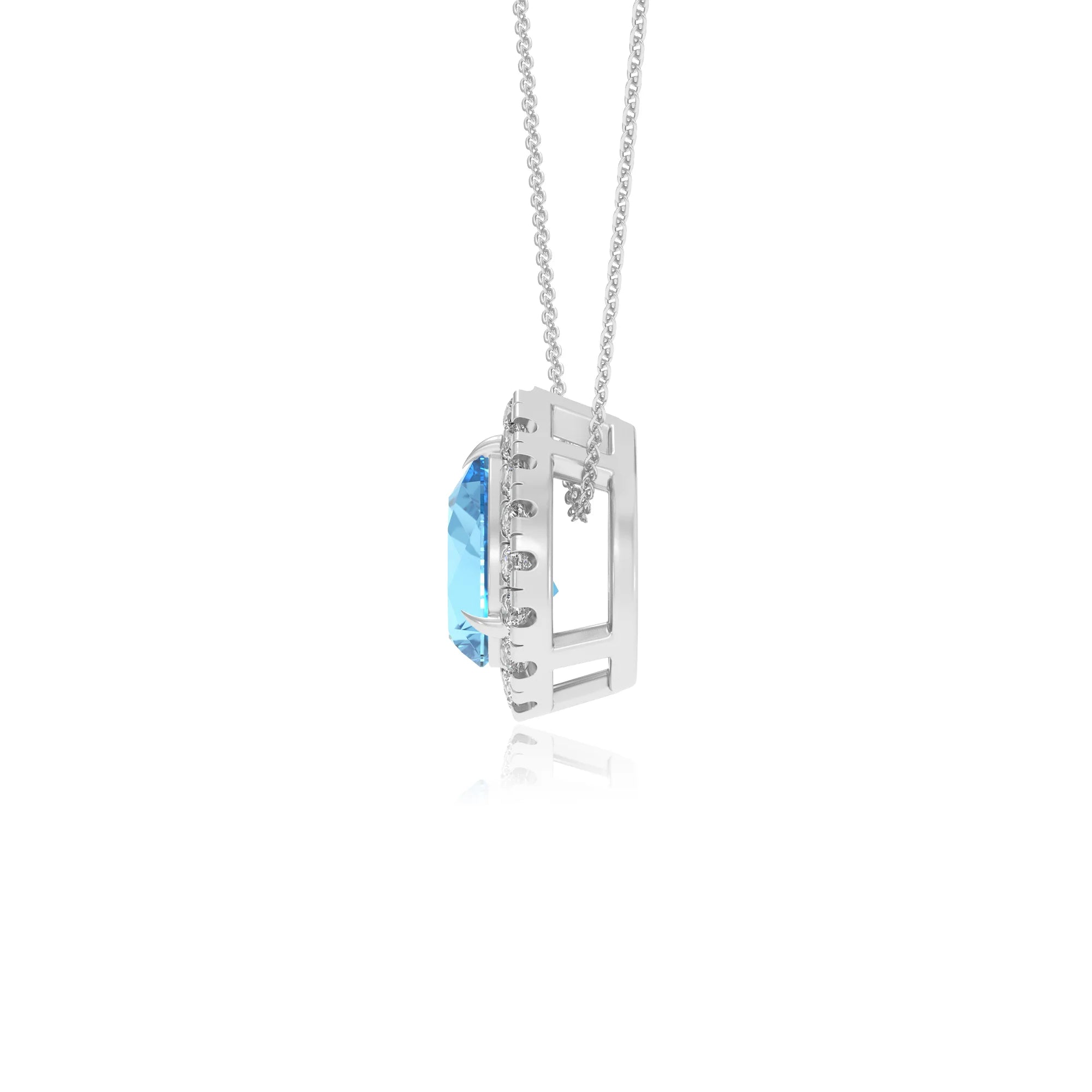 natural swiss blue topaz pear solitaire necklaces in platinum