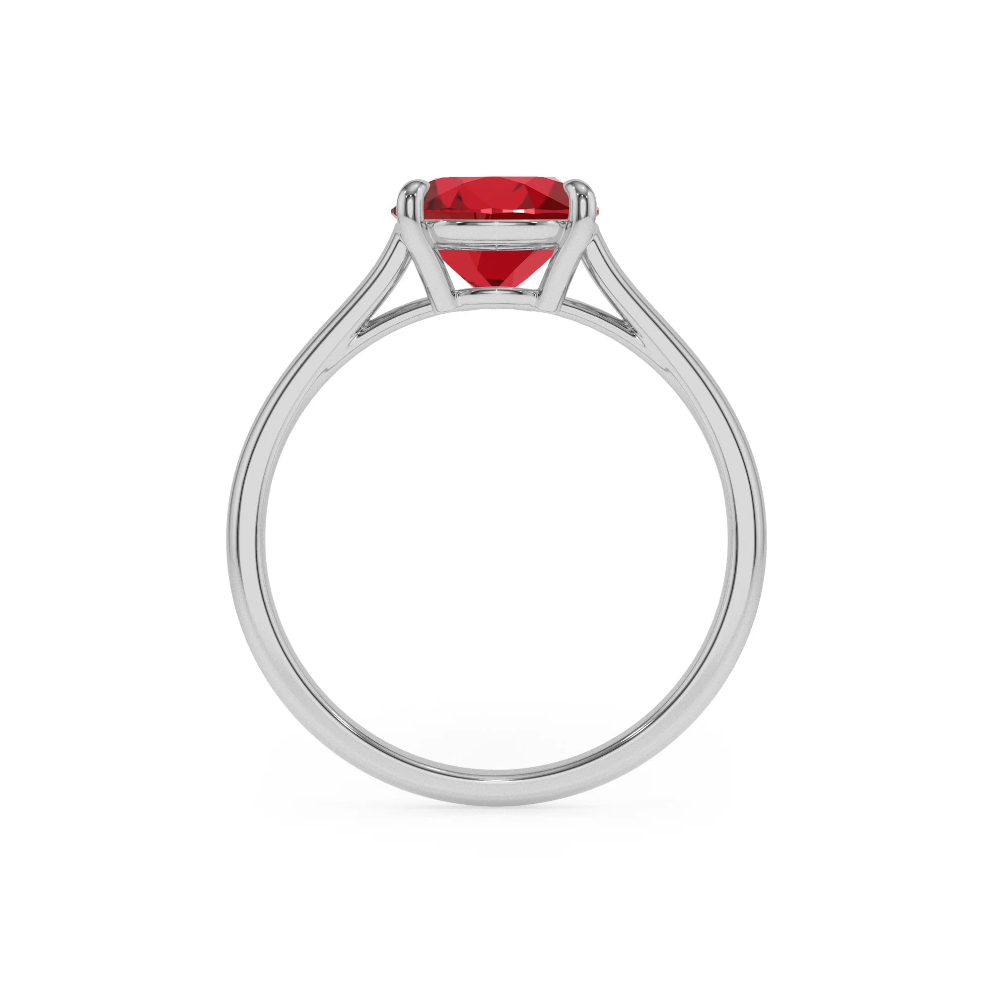 lab grown ruby pear solitaire rings in white gold