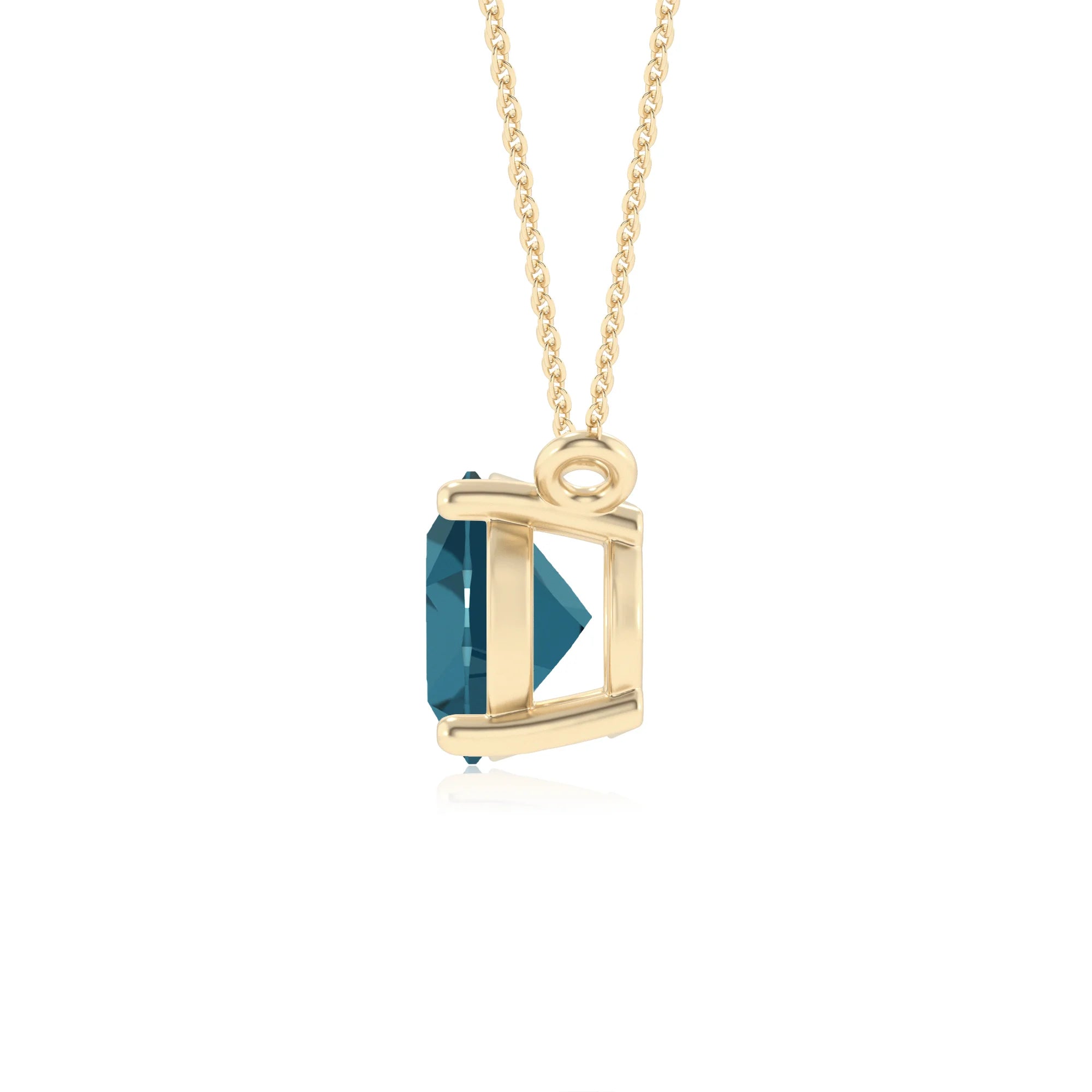 natural london-blue-topaz oval solitaire necklaces in yellow gold