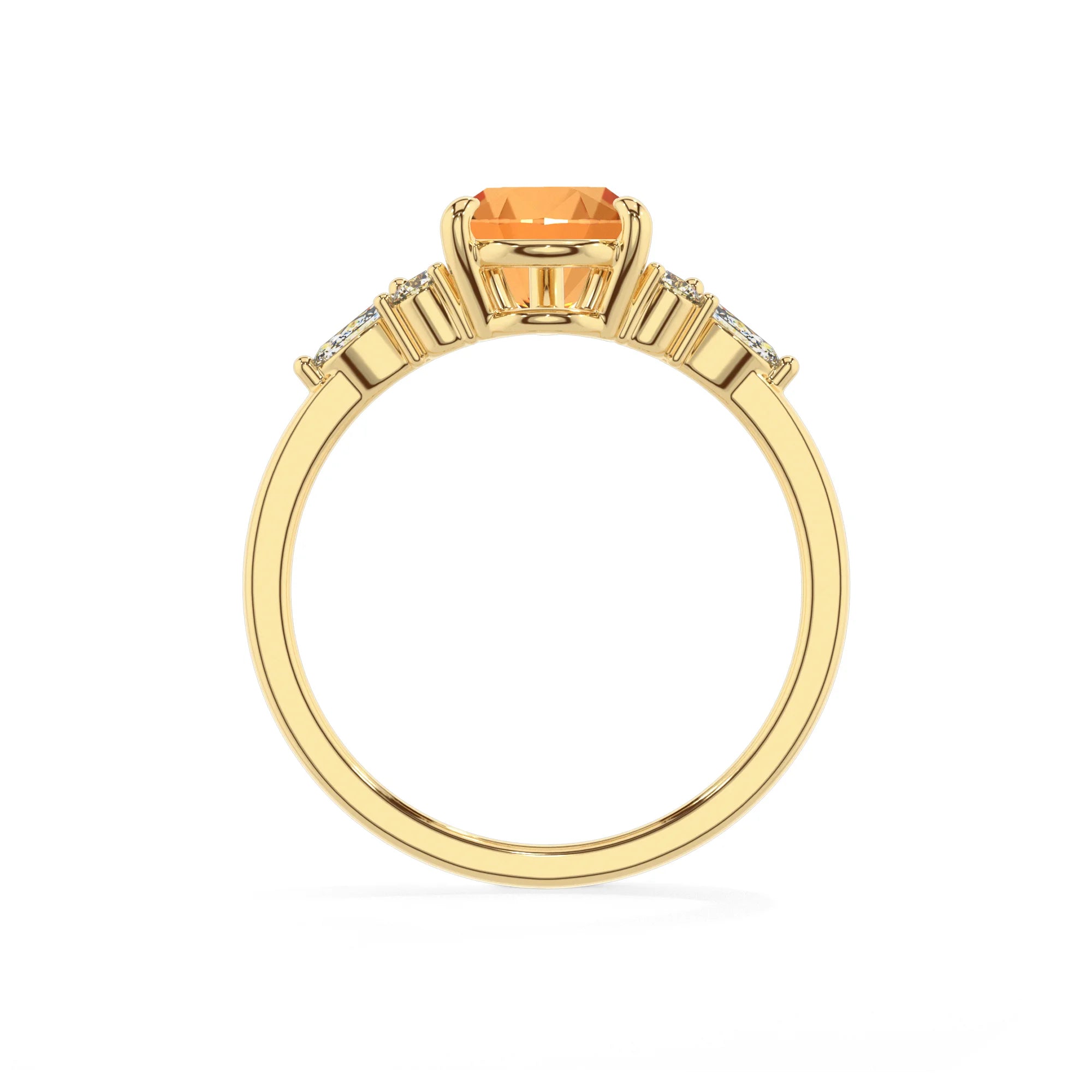 lab grown citrine pear solitaire rings in yellow gold