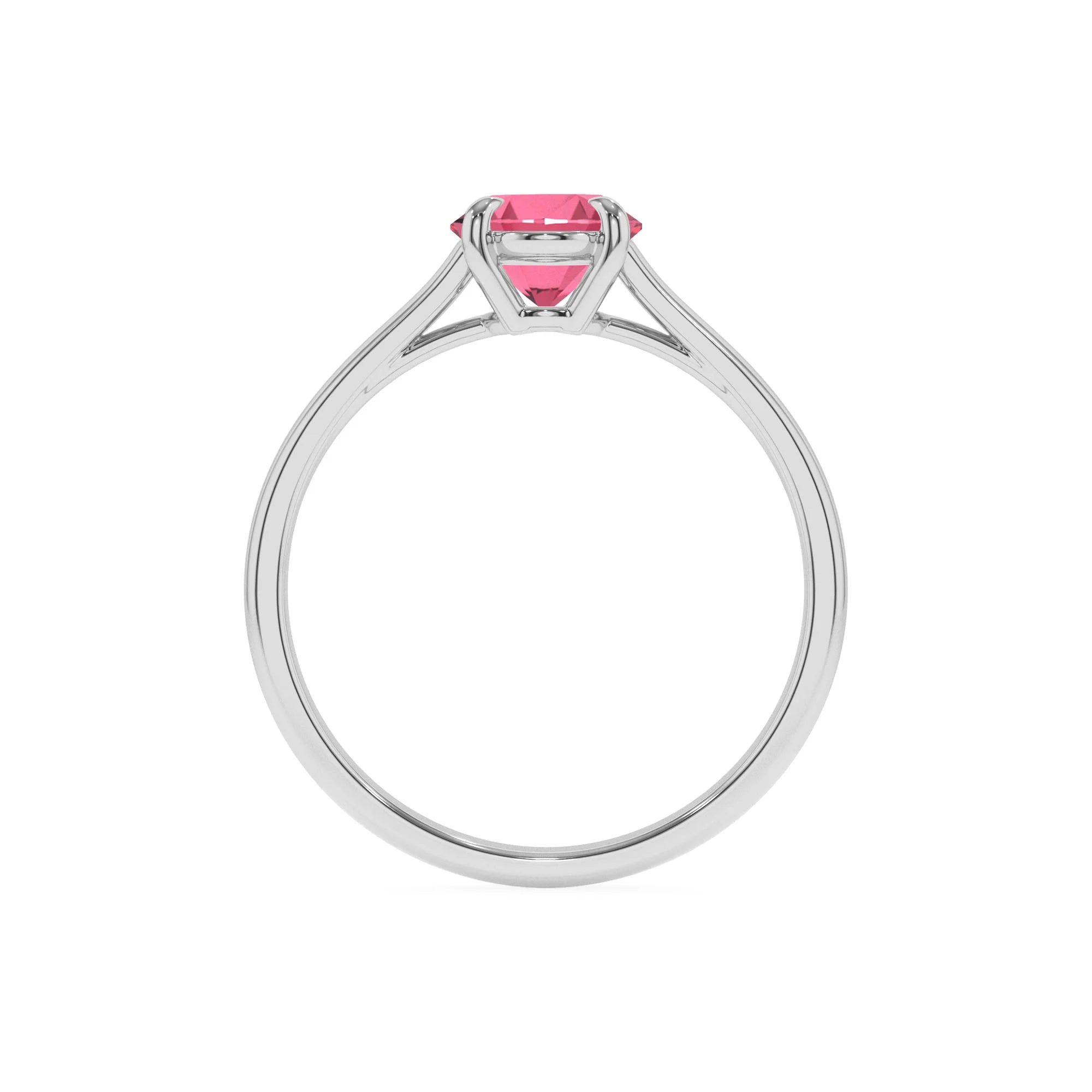 lab grown pink-tourmaline oval solitaire rings in sterling silver
