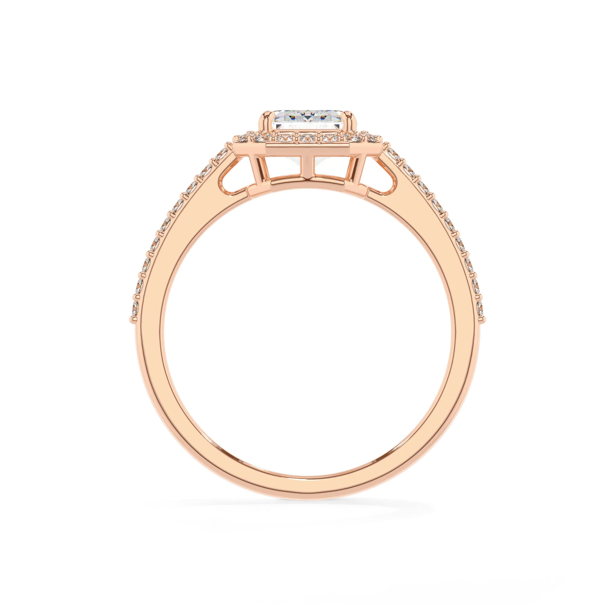 lab grown moissanite asscher solitaire rings in rose gold
