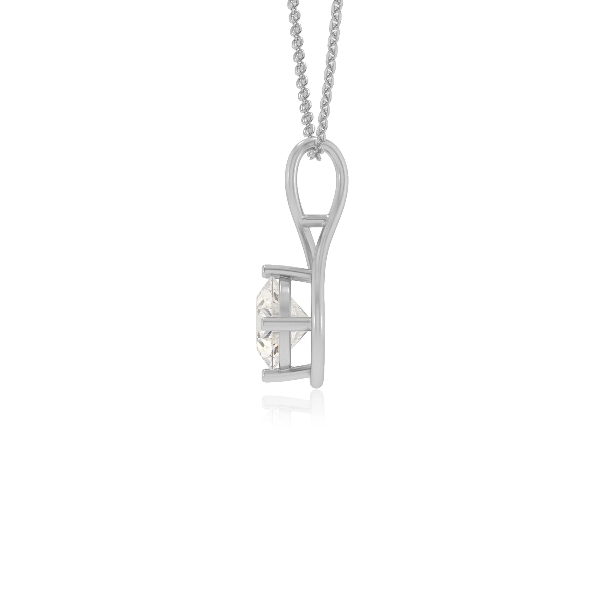 lab grown moissanite round solitaire necklaces in white gold