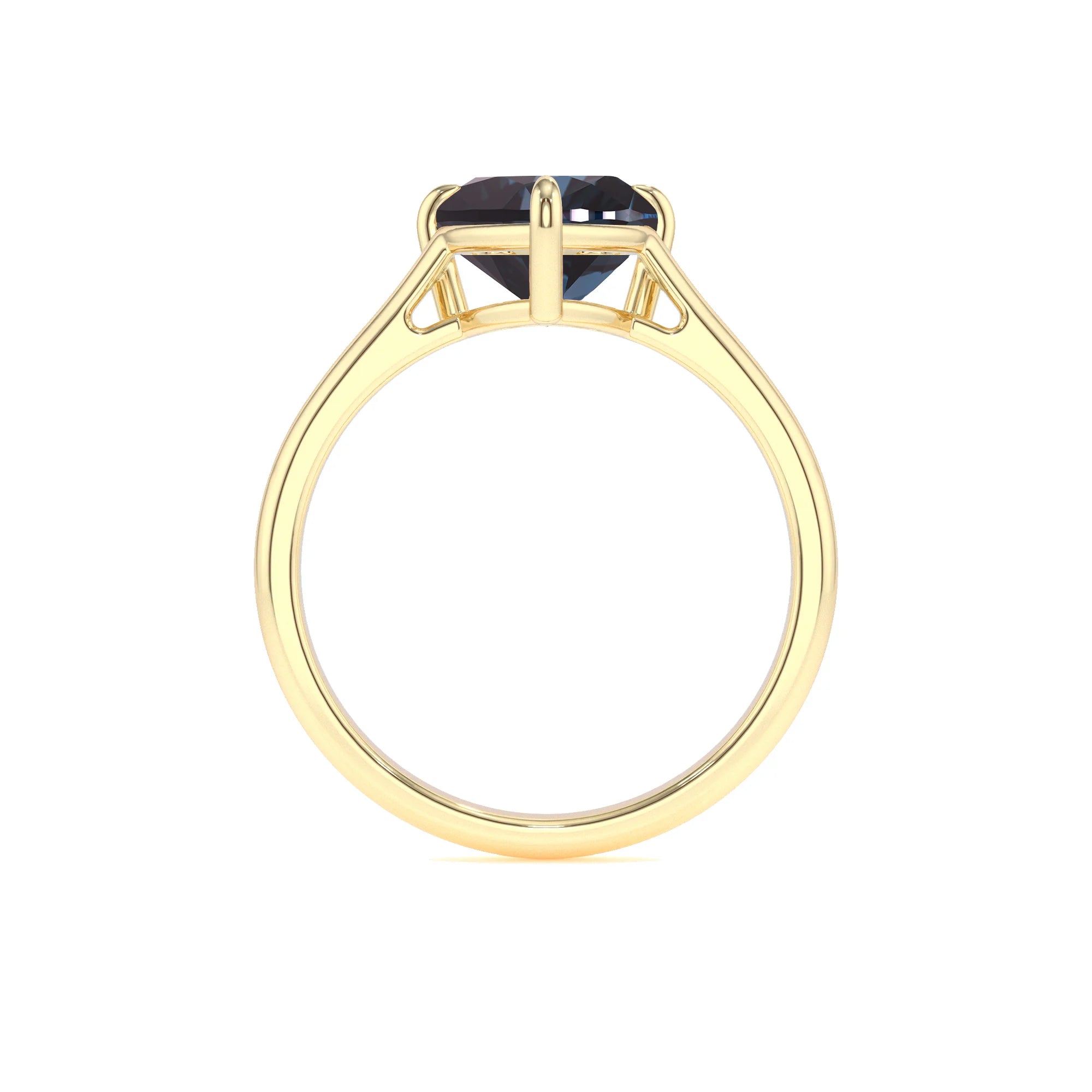 lab grown alexandrite heart solitaire rings in yellow gold