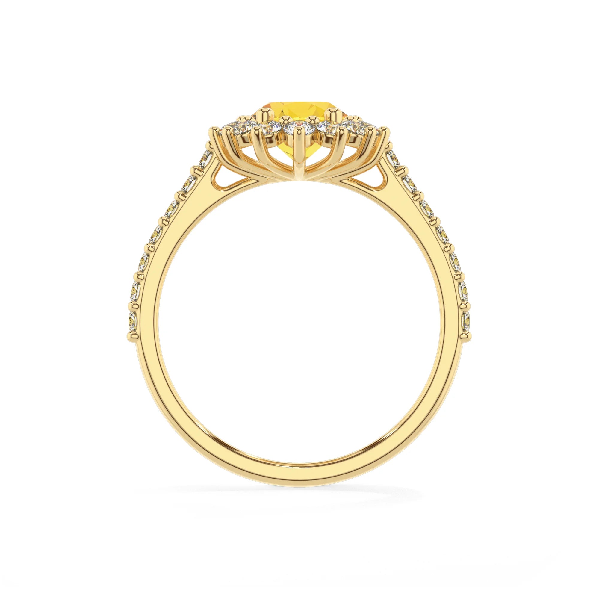 lab grown yellow-sapphire oval solitaire rings in yellow gold