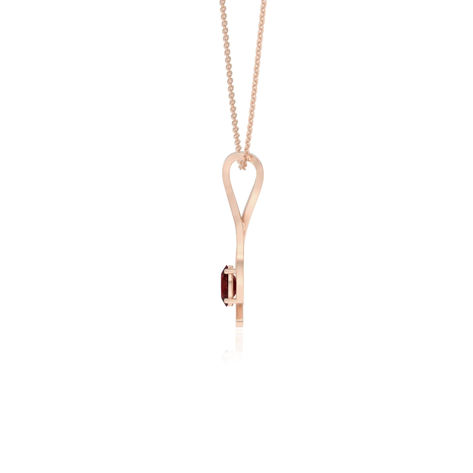 natural garnet oval solitaire necklaces in rose gold